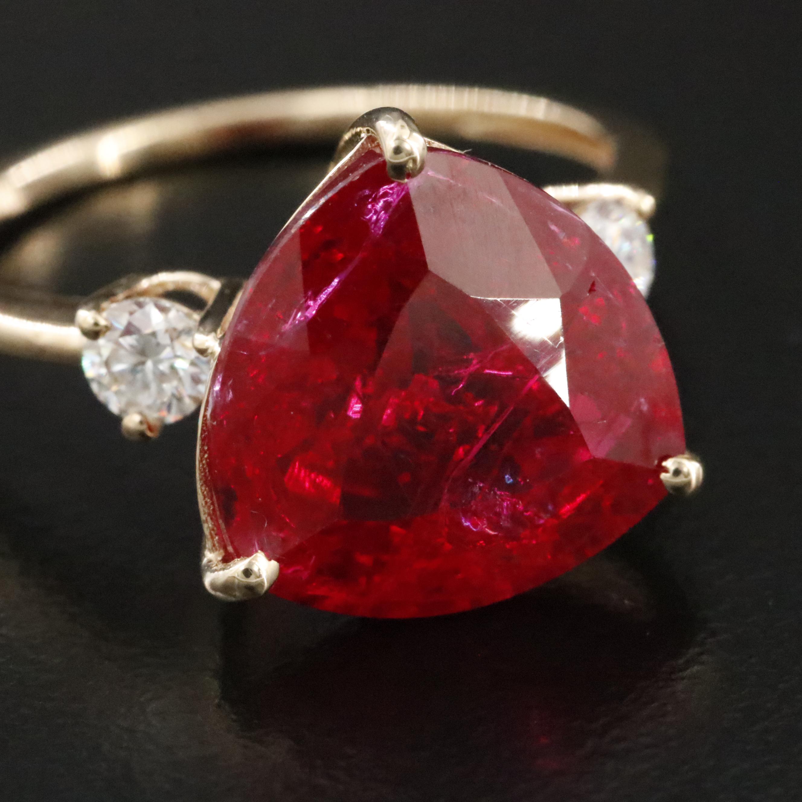 14K Ruby and Moissanite Ring