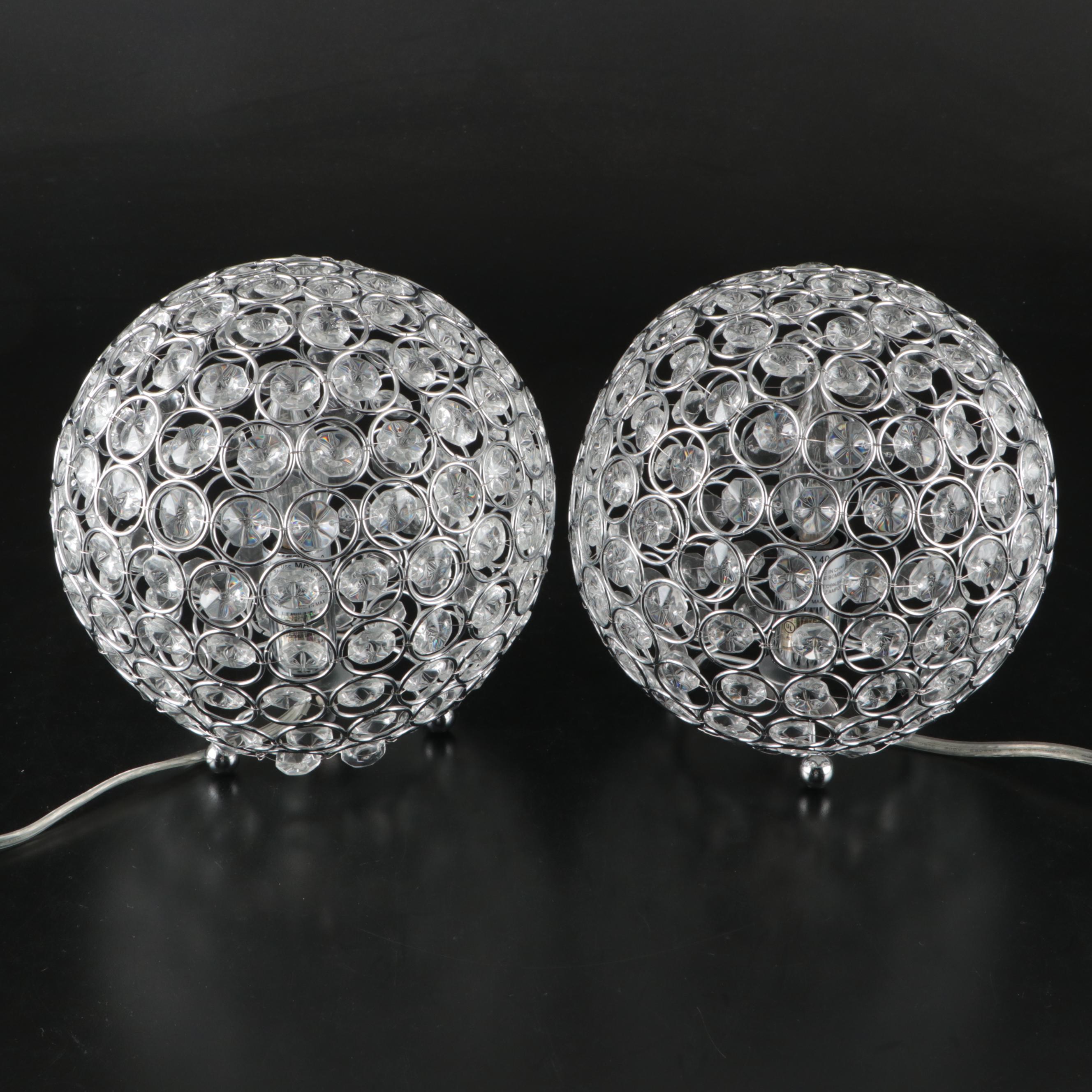 Elegant Designs Chrome and Crystal Bead Orb Accent Lamps