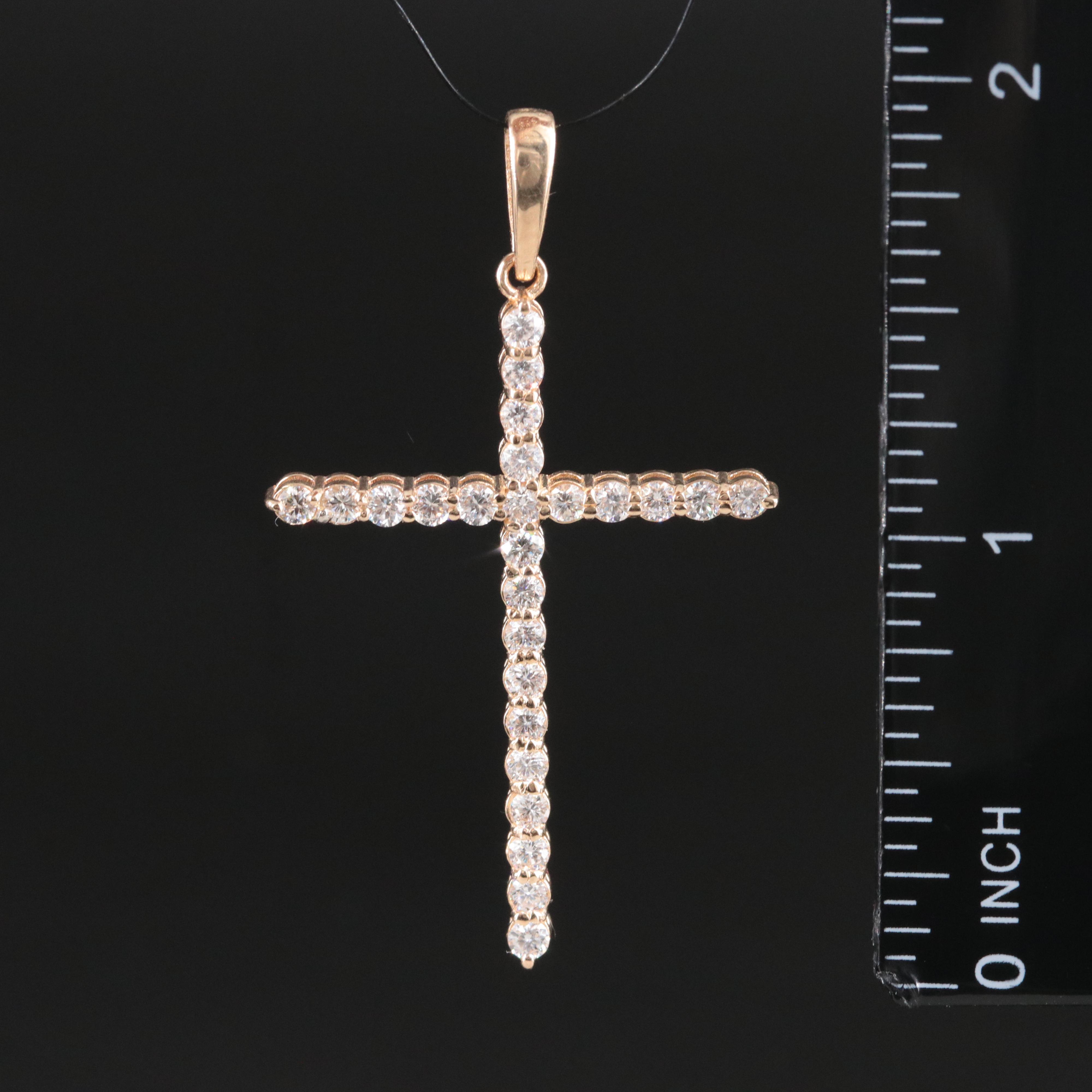 14K 0.98 CTW Lab Grown Diamond Cross Pendant
