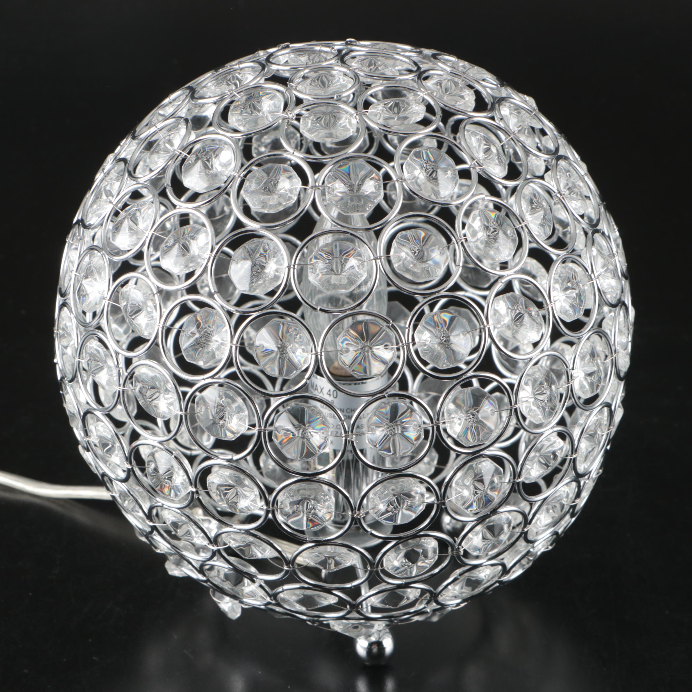 Elegant Designs Chrome and Crystal Bead Orb Accent Lamps