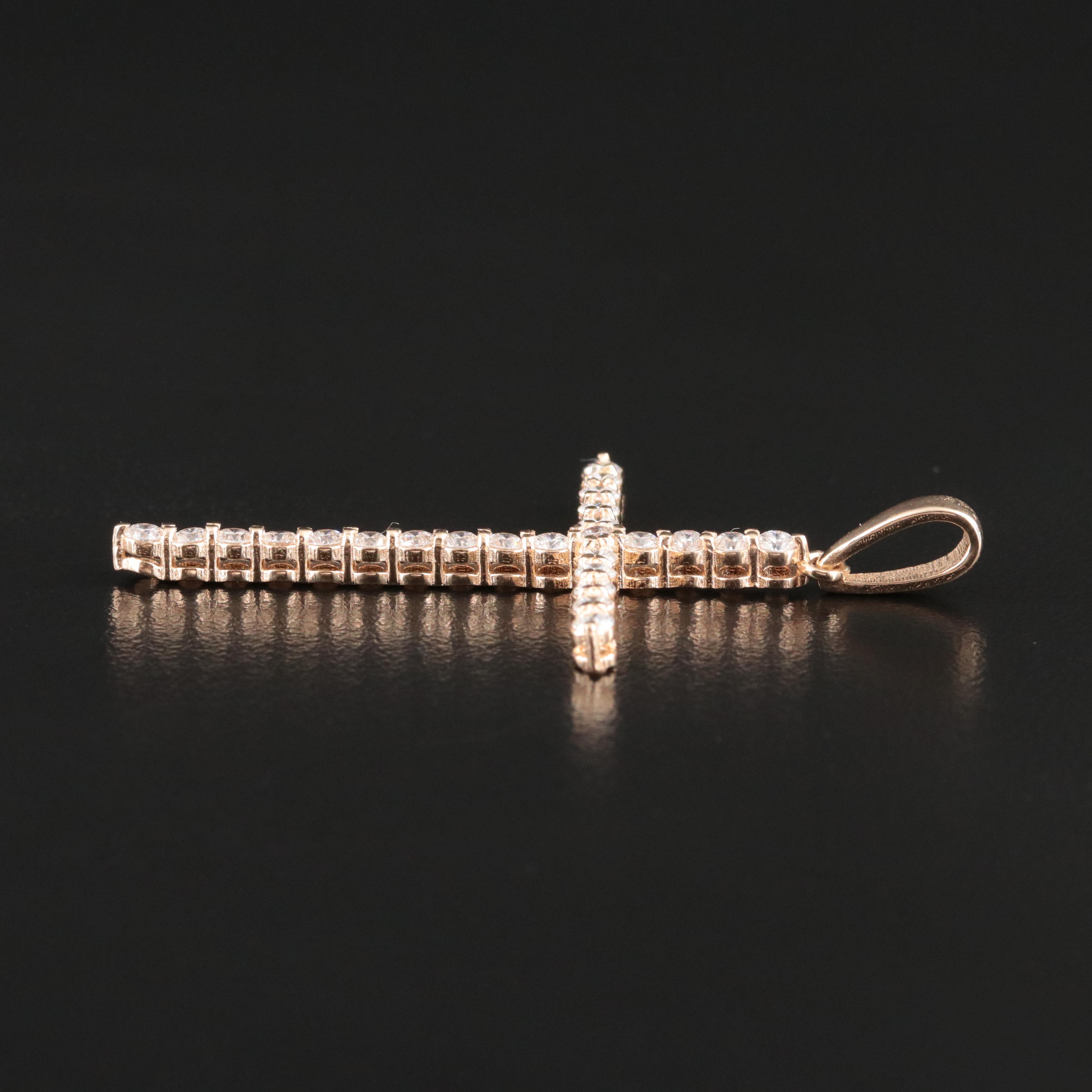 14K 0.98 CTW Lab Grown Diamond Cross Pendant