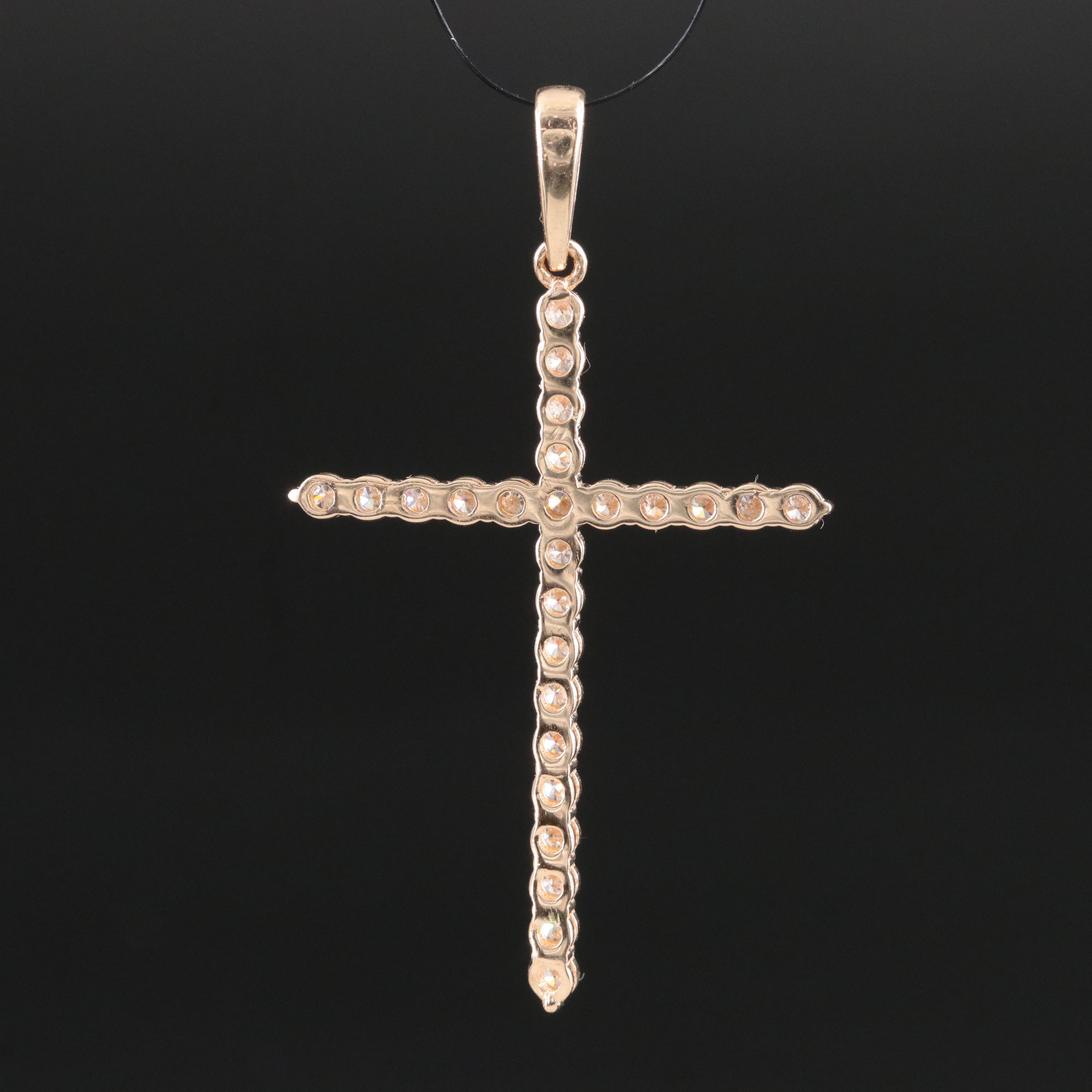 14K 0.98 CTW Lab Grown Diamond Cross Pendant