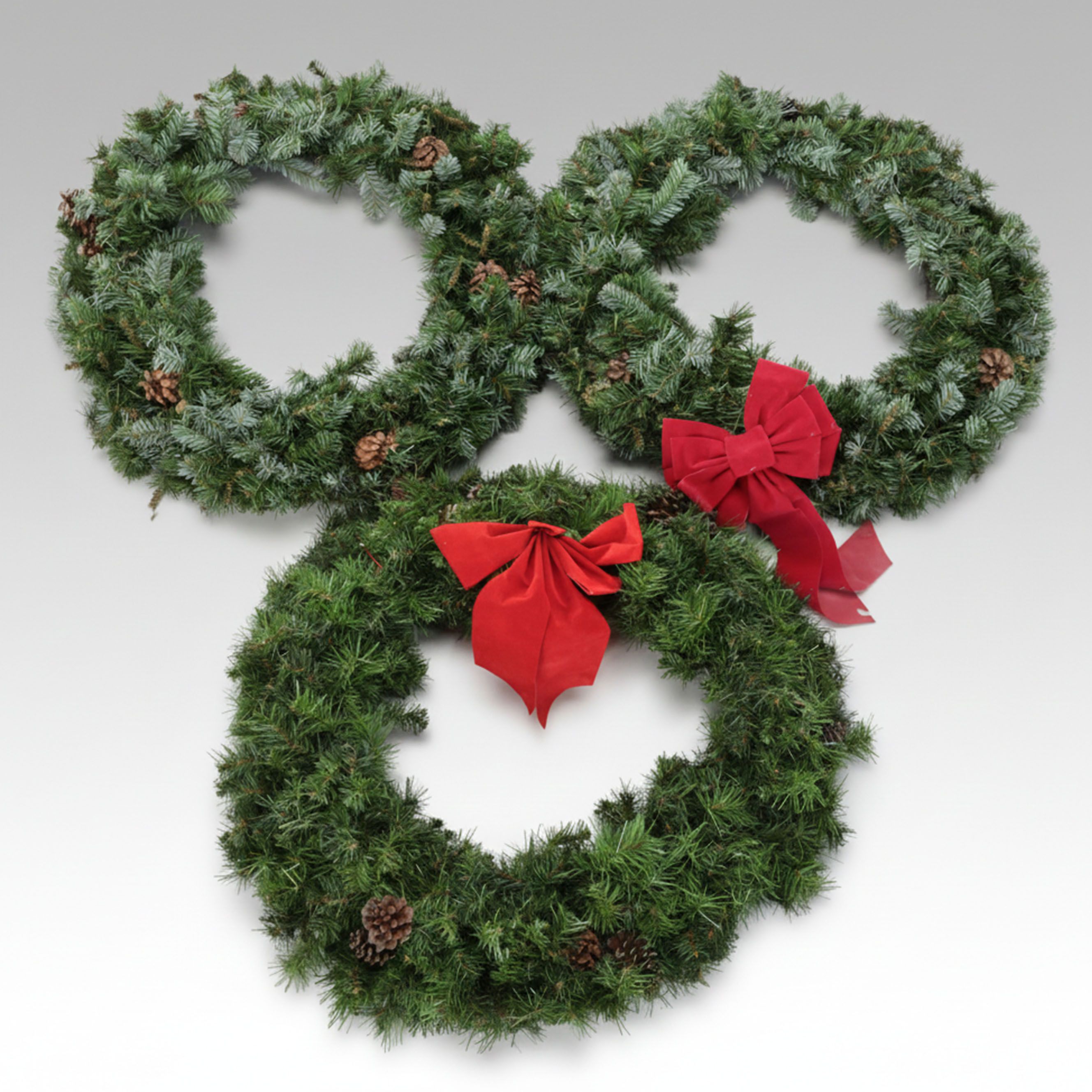 Artificial Pinecone and Bow Christmas Wreaths