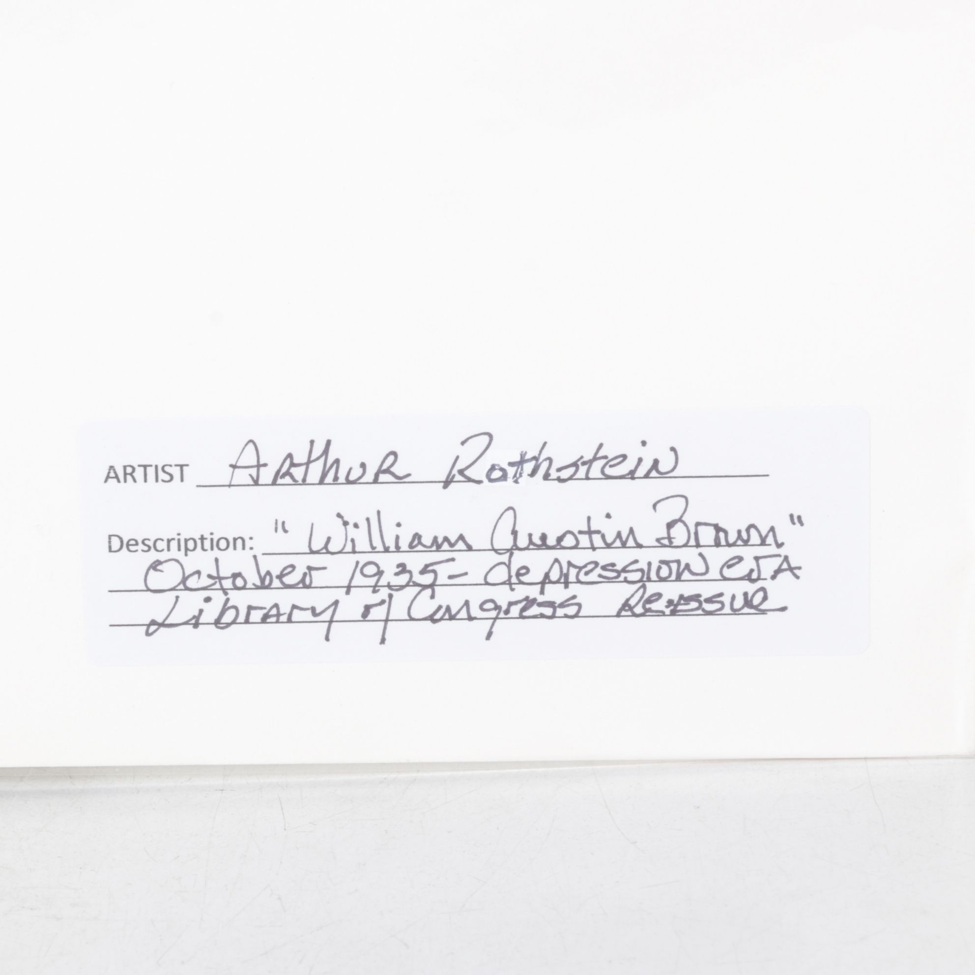 Arthur Rothstein Portrait Photograph "William Austin Brown", Early 21st Century