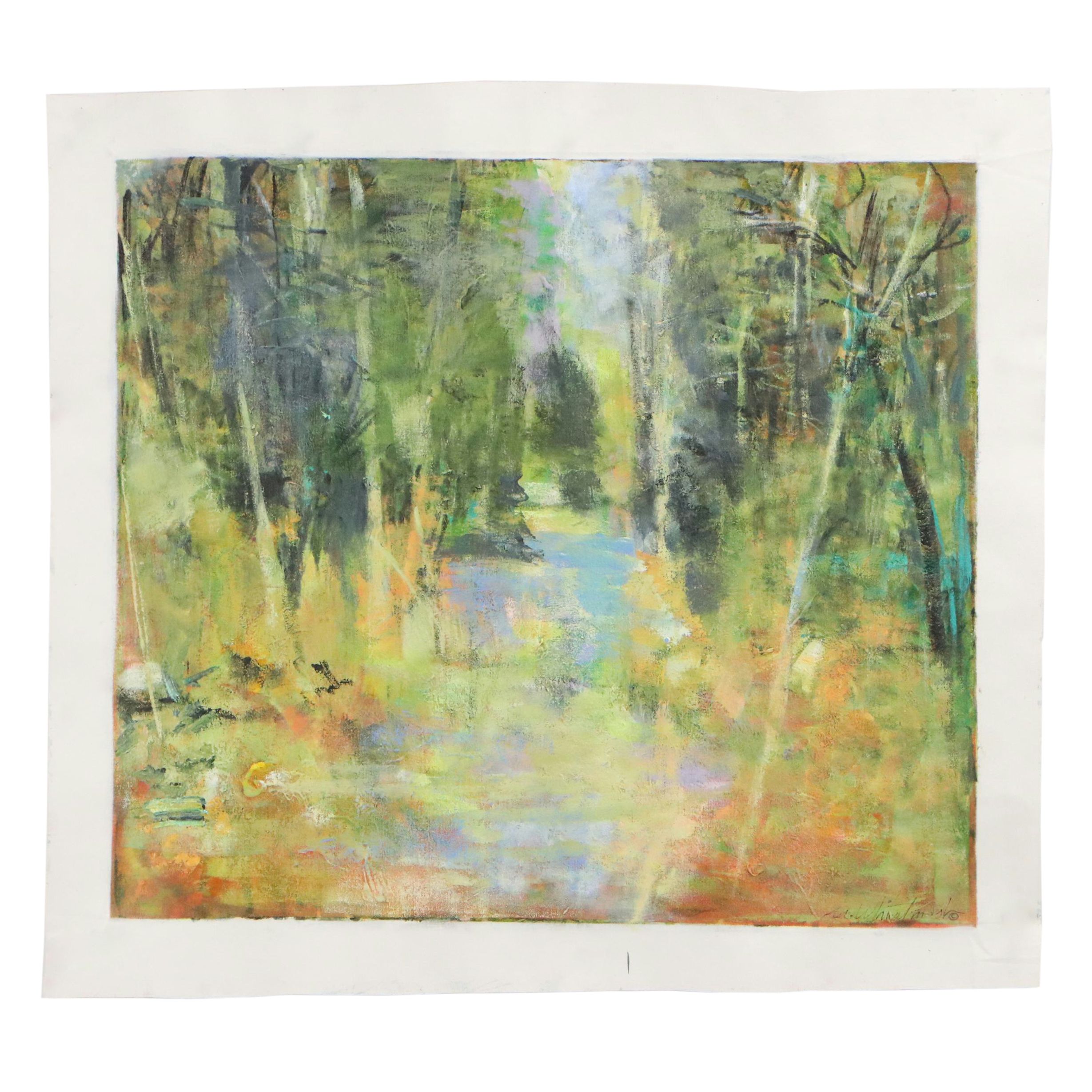 Mark Whitmarsh Landscape Acrylic Painting "October Trees," 2025