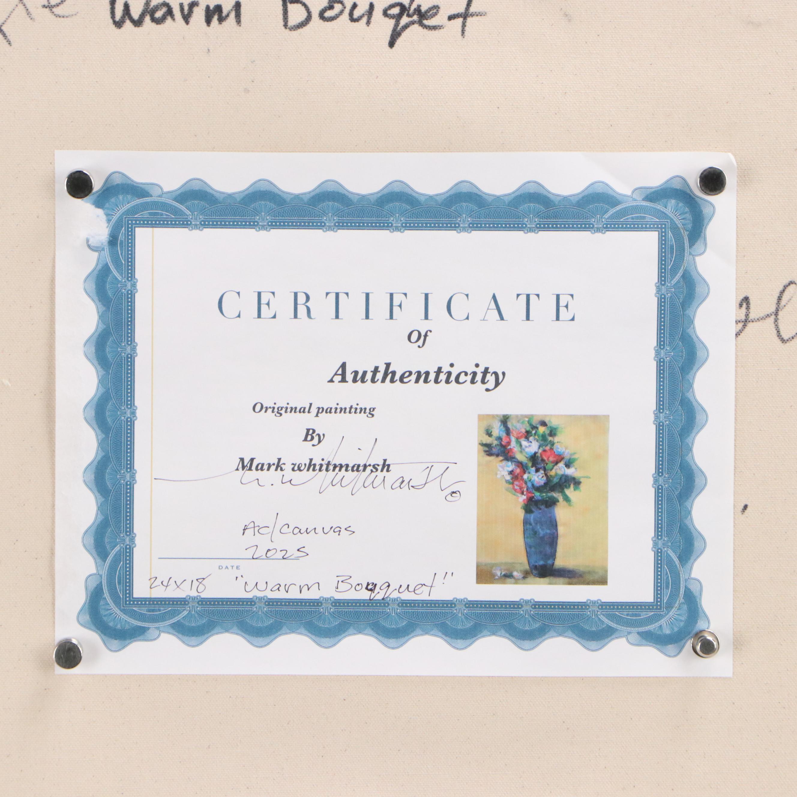 Mark Whitmarsh Still Life Acrylic Painting "Warm Bouquet," 2025