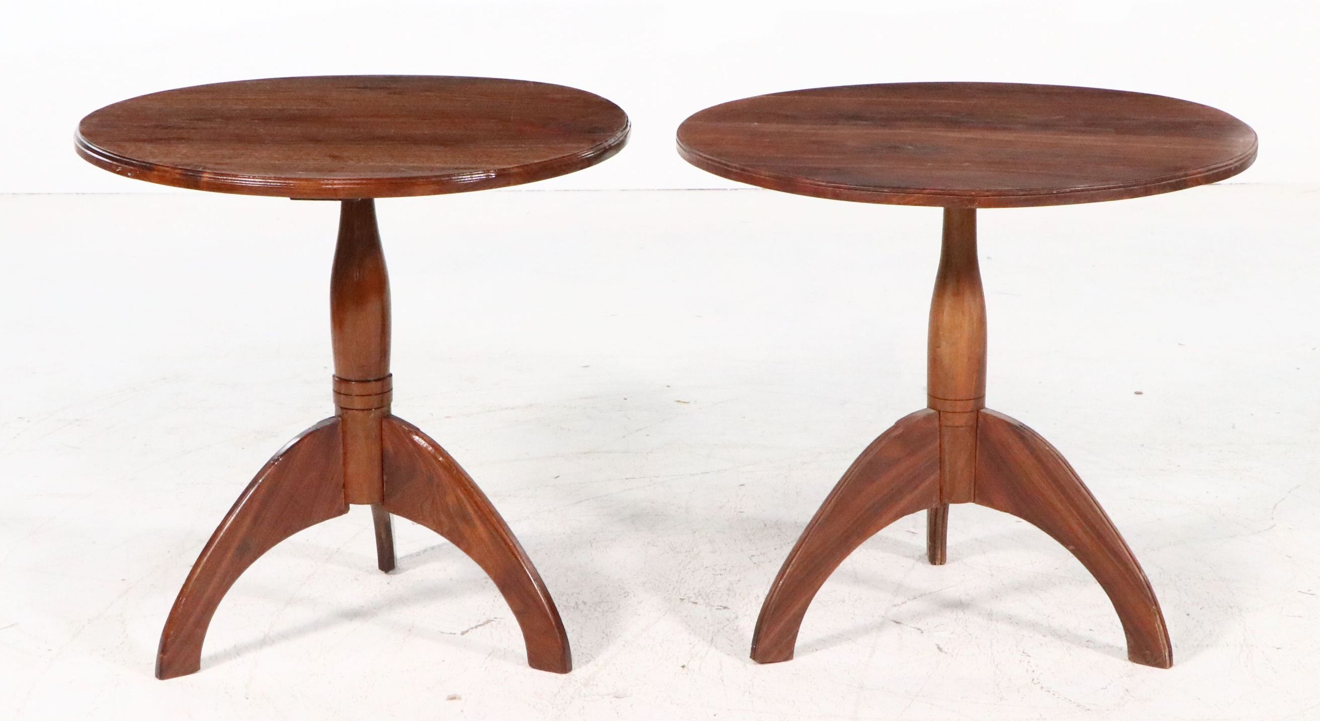 Pair of Bench-Made Walnut Round Side Tables
