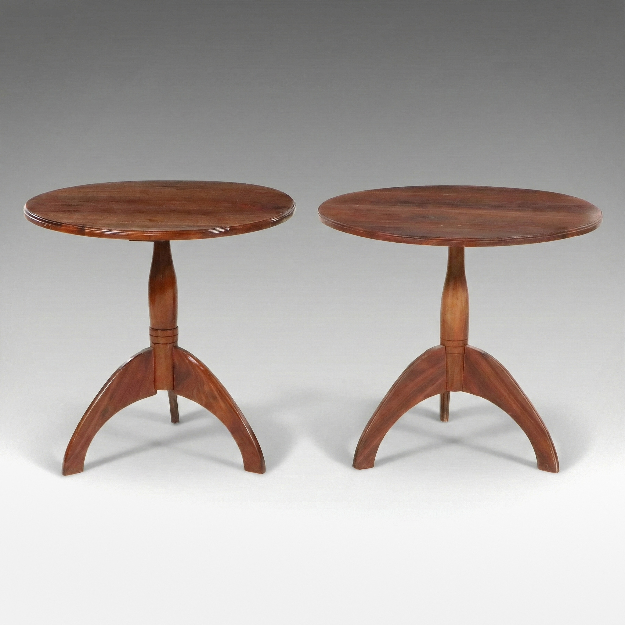 Pair of Bench-Made Walnut Round Side Tables