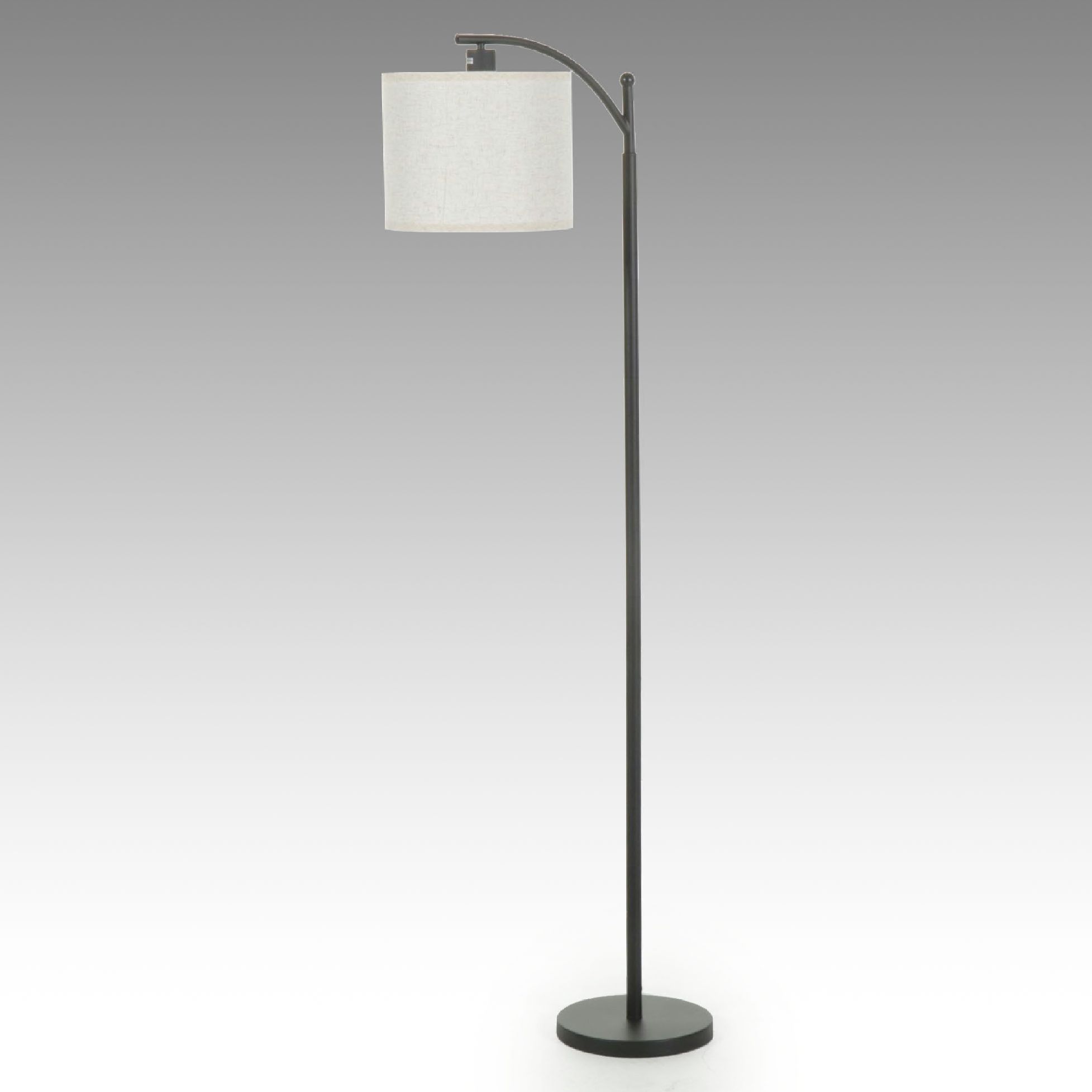 Matte Black Floor Lamp with Drum Shade