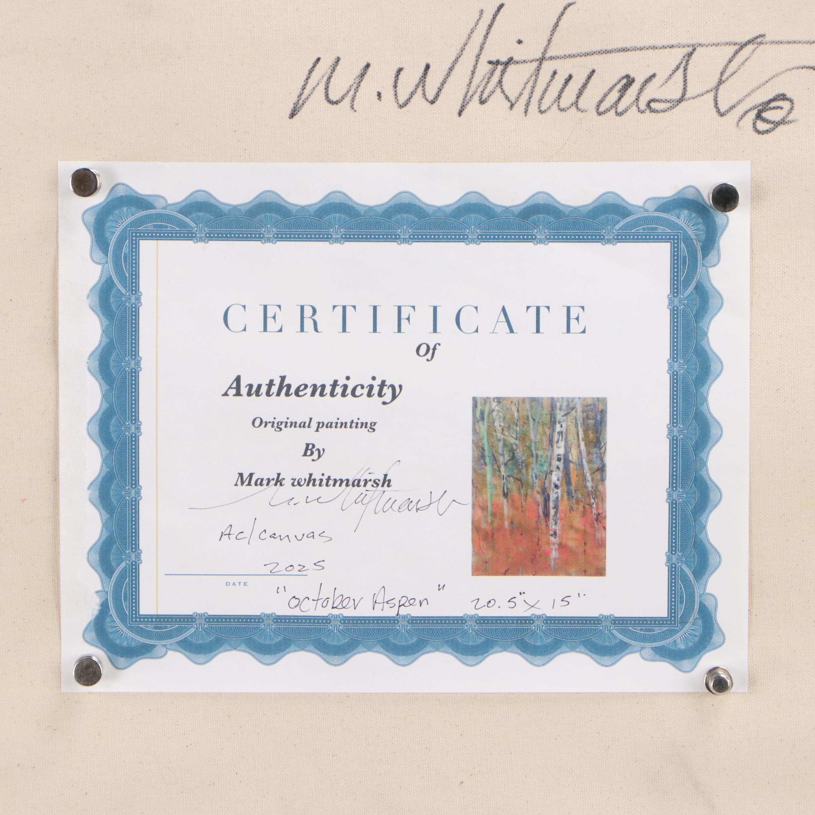 Mark Whitmarsh Landscape Acrylic Painting "October Aspen," 2025