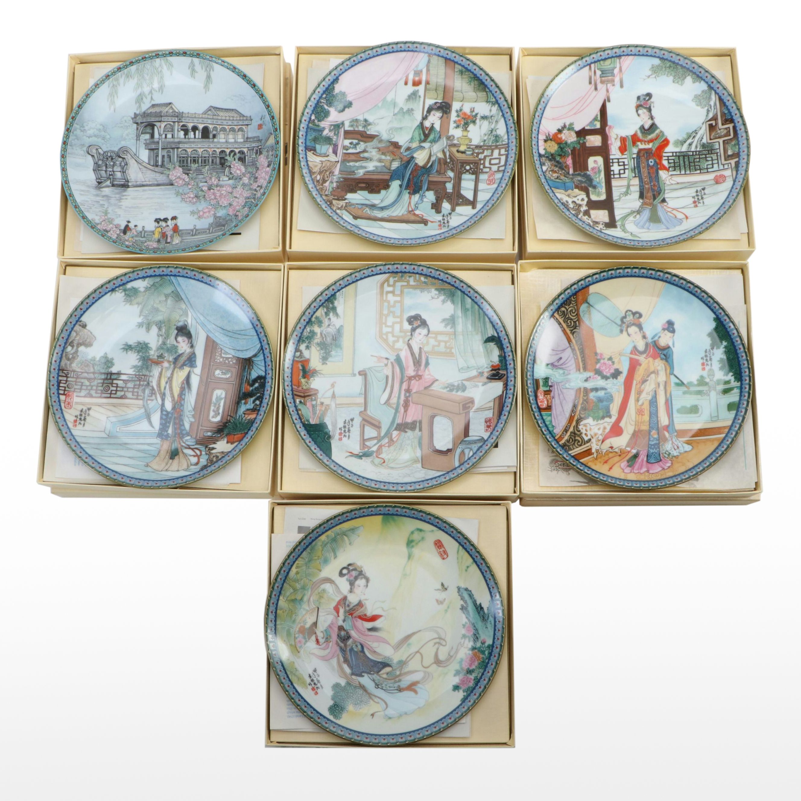 Zhang Song Mao The Marble Boat and Other Chinese Decorative Plates