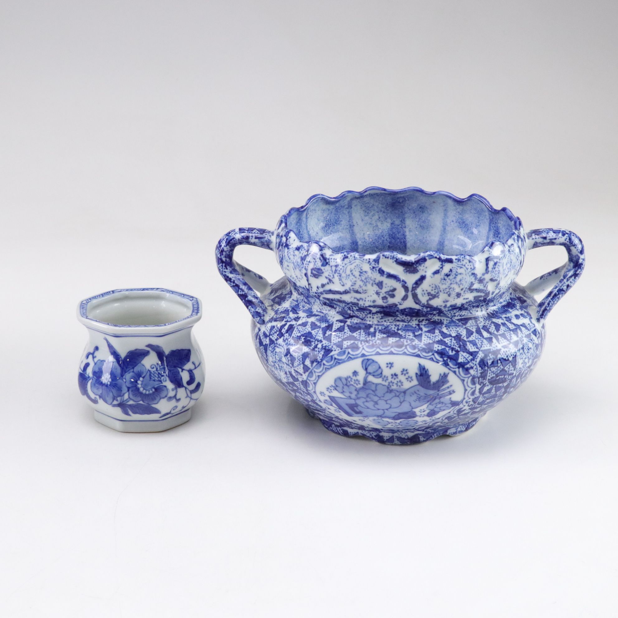 Chinese Blue and White Porcelain Jardiniere, Vase, Pitcher and Planter