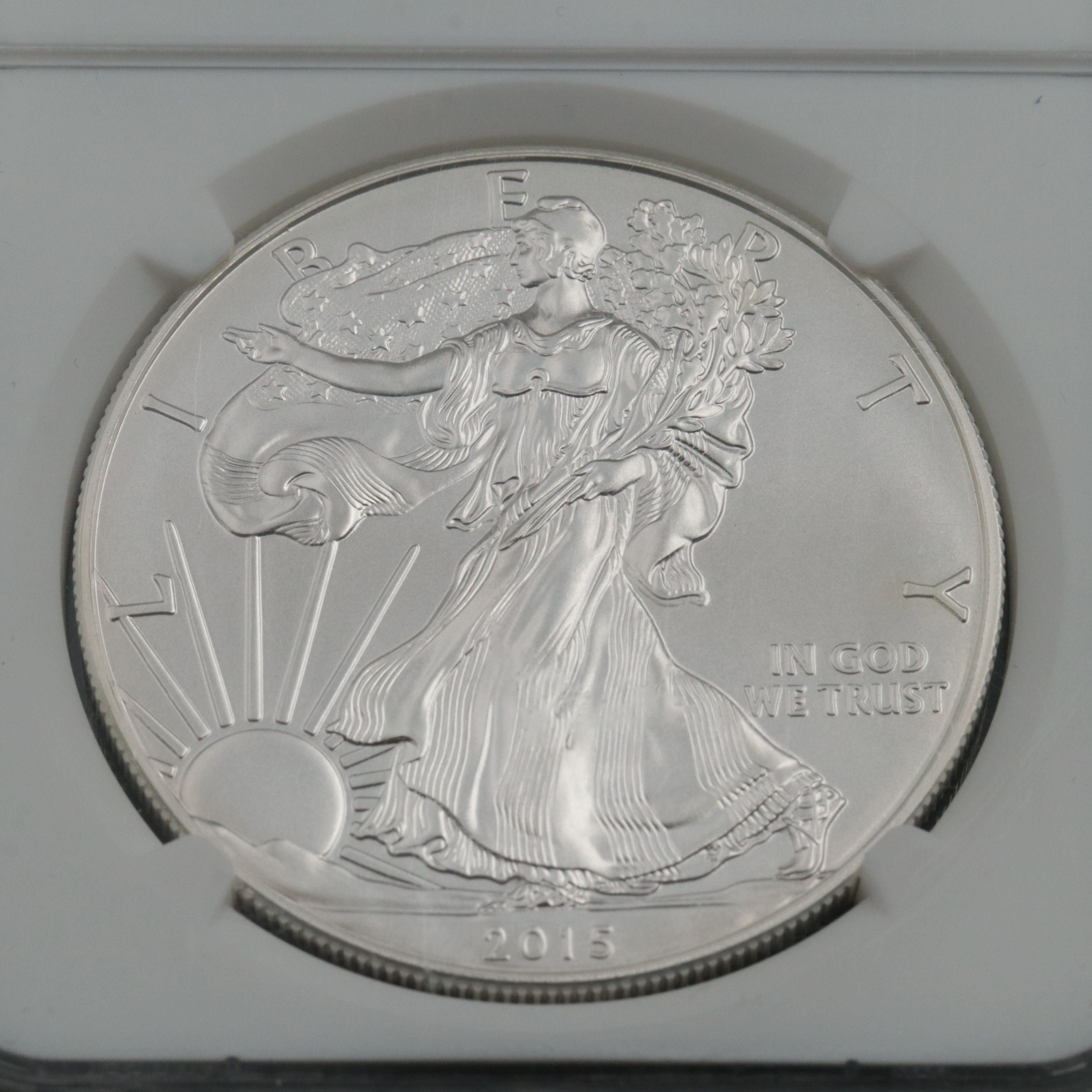 NGC Graded MS70 2015 $1 American Silver Eagle
