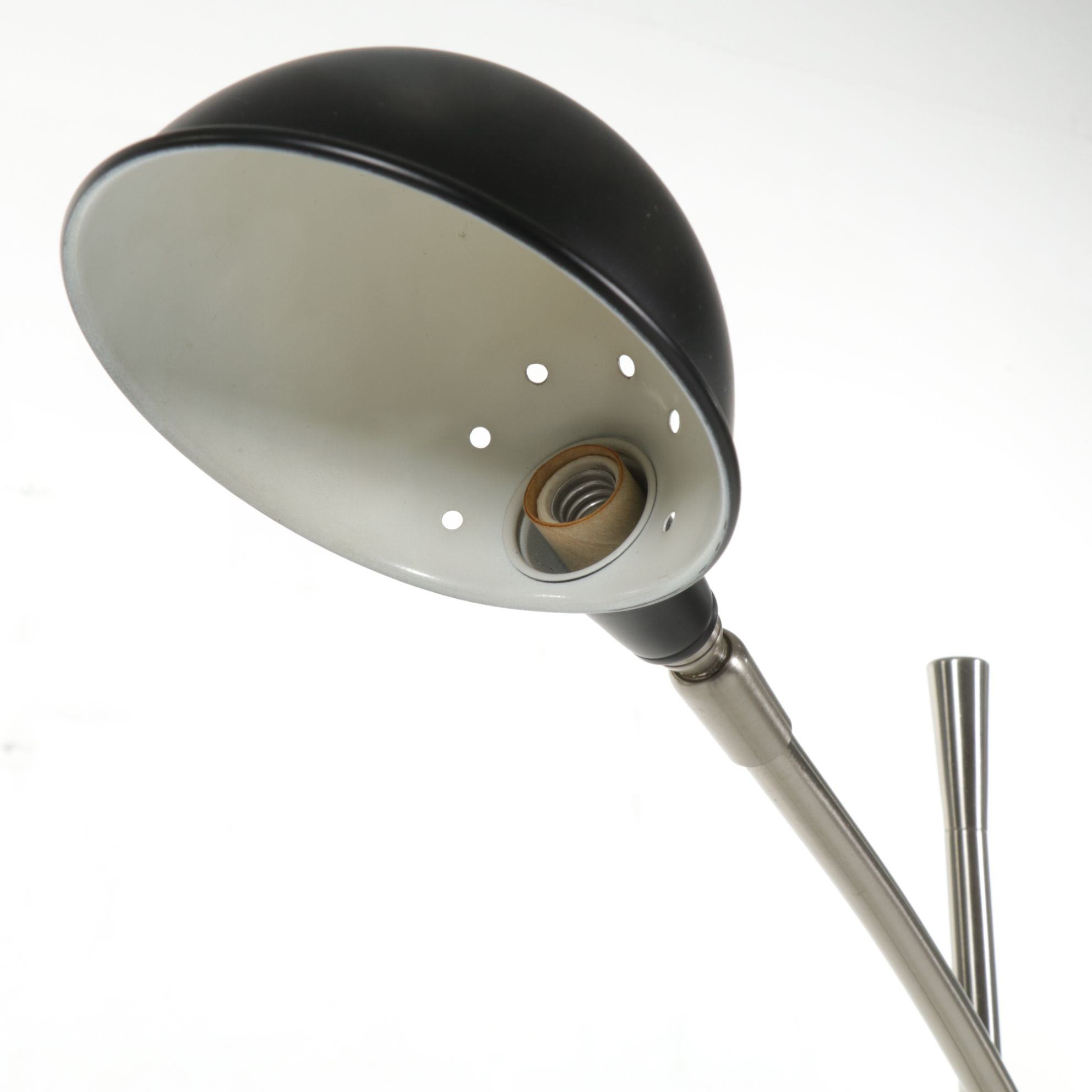 Cantilever Brushed Silver and Black Enamel Floor Lamp, 21st Century