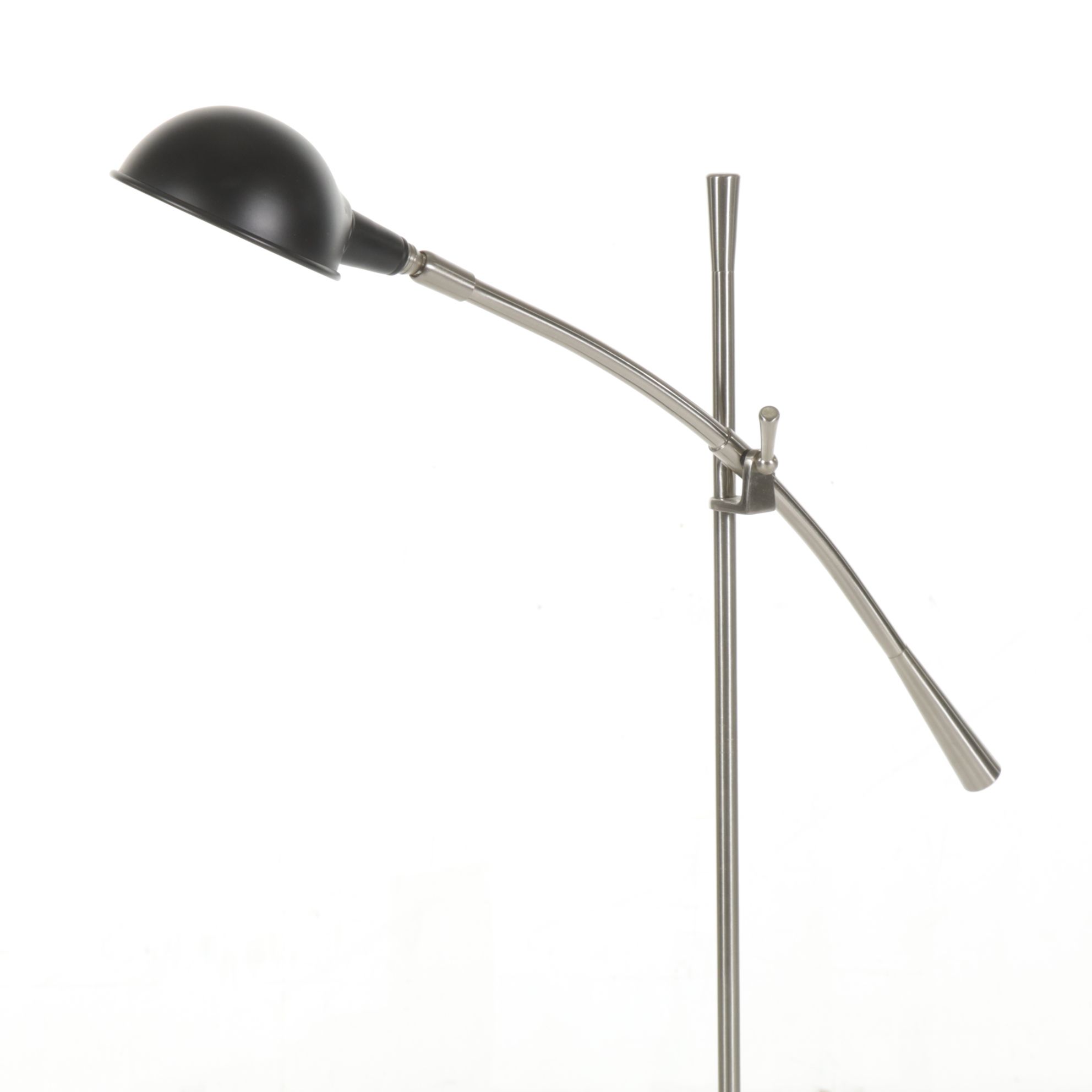 Cantilever Brushed Silver and Black Enamel Floor Lamp, 21st Century
