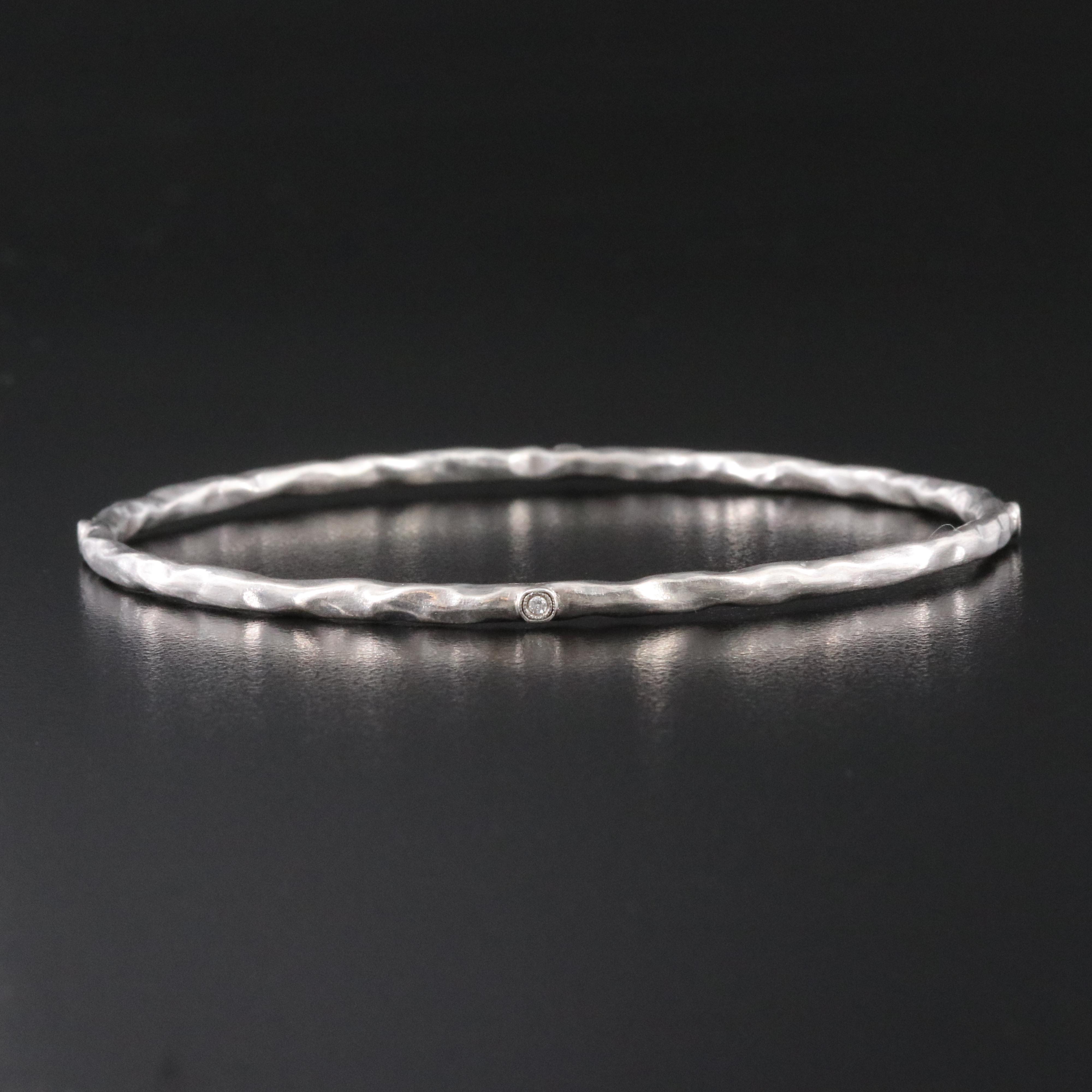 Rhonda Faber Green Sterling Hammered  Bangle Bracelet