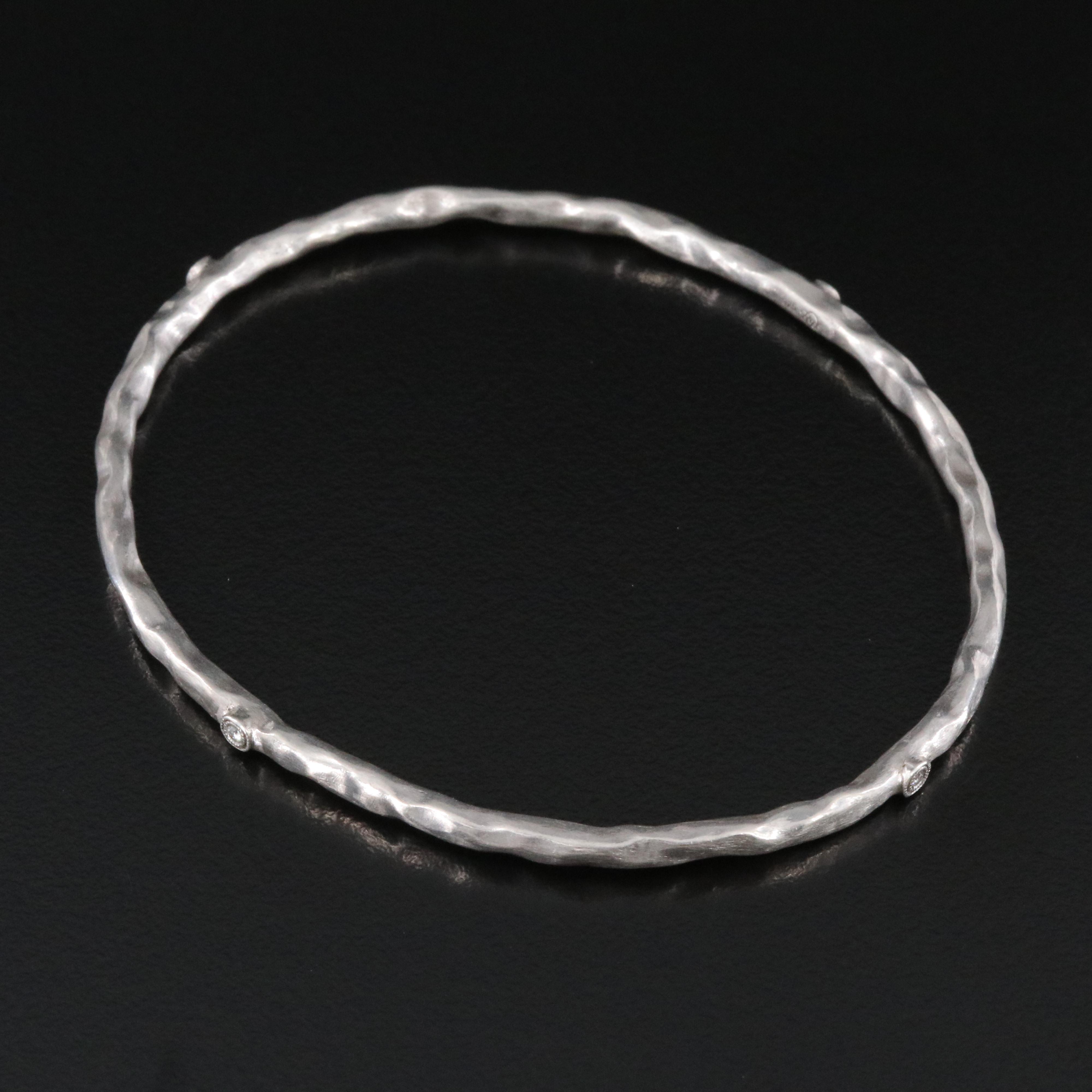 Rhonda Faber Green Sterling Hammered  Bangle Bracelet