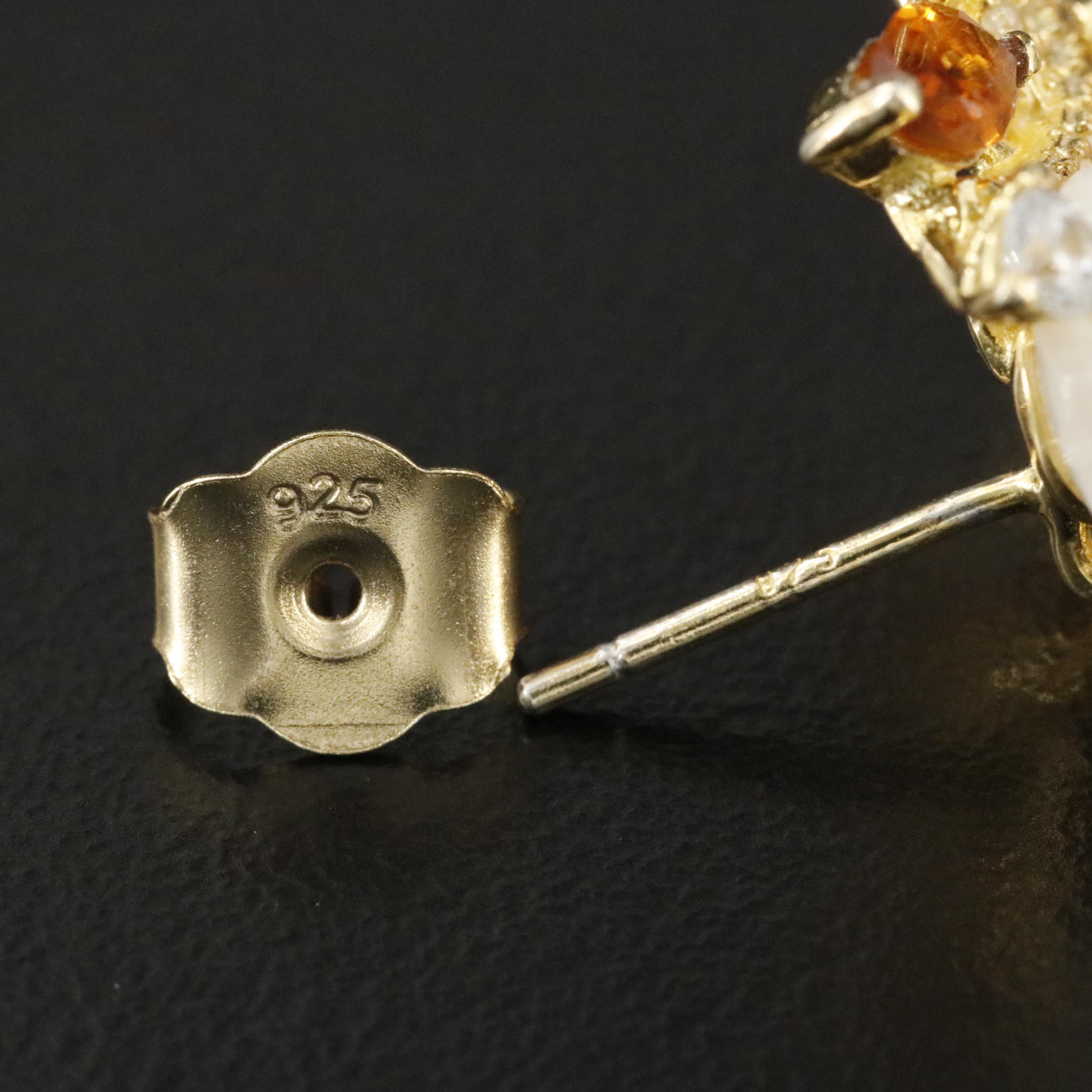 Sterling Mother of Pearl, Citrine, and CZ Earrings