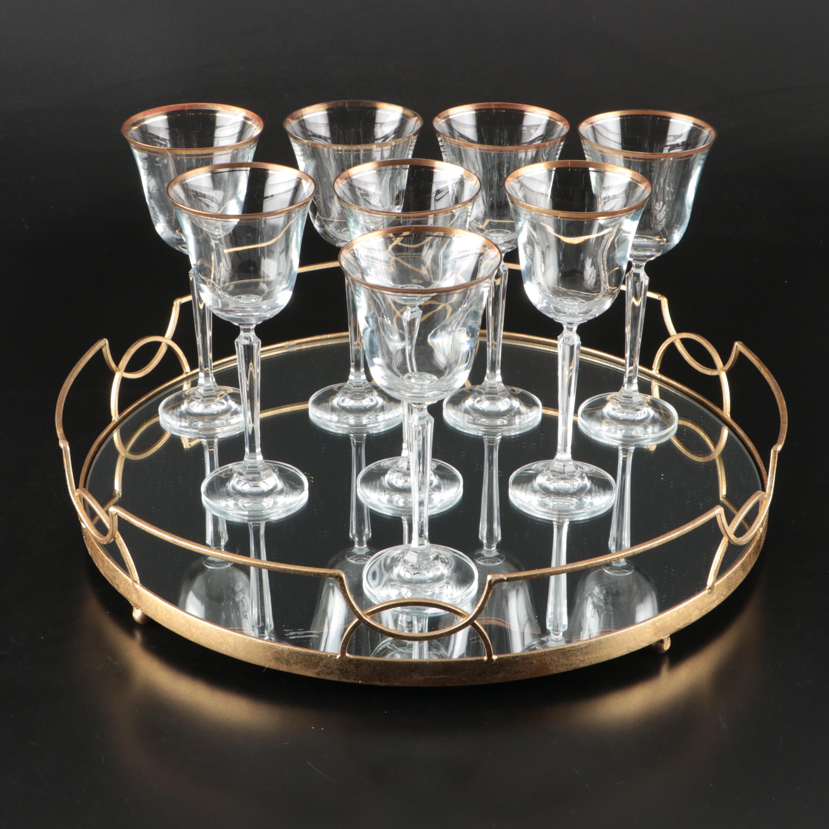Mikasa "Wheaton" Water Goblets with Mirrored Tray