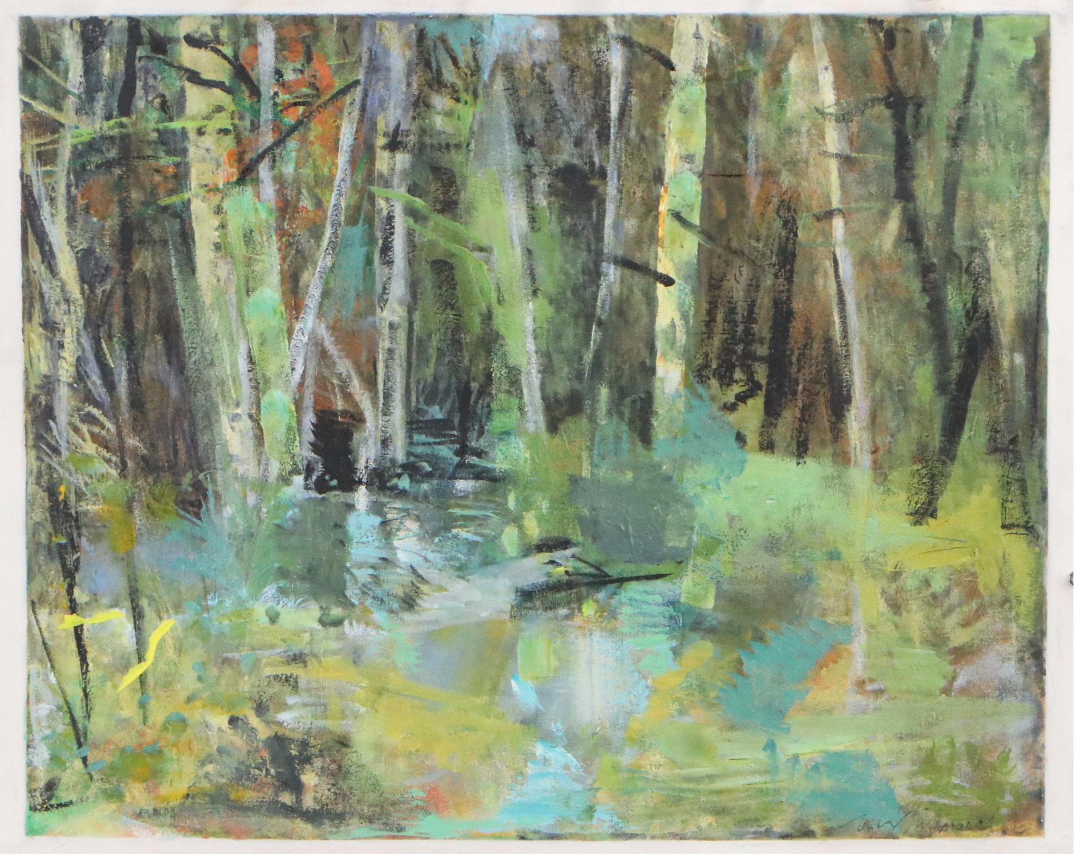 Mark Whitmarsh Landscape Acrylic Painting "Winter Shadows," 2025