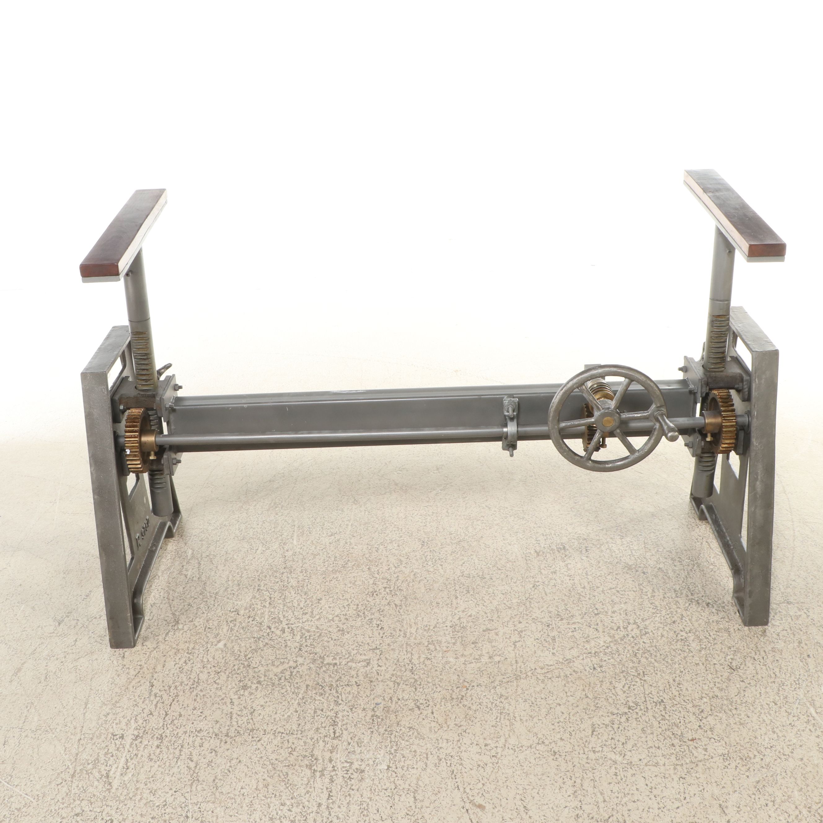 Arhaus "Industrial Crank" Metal Desk with Glass Top