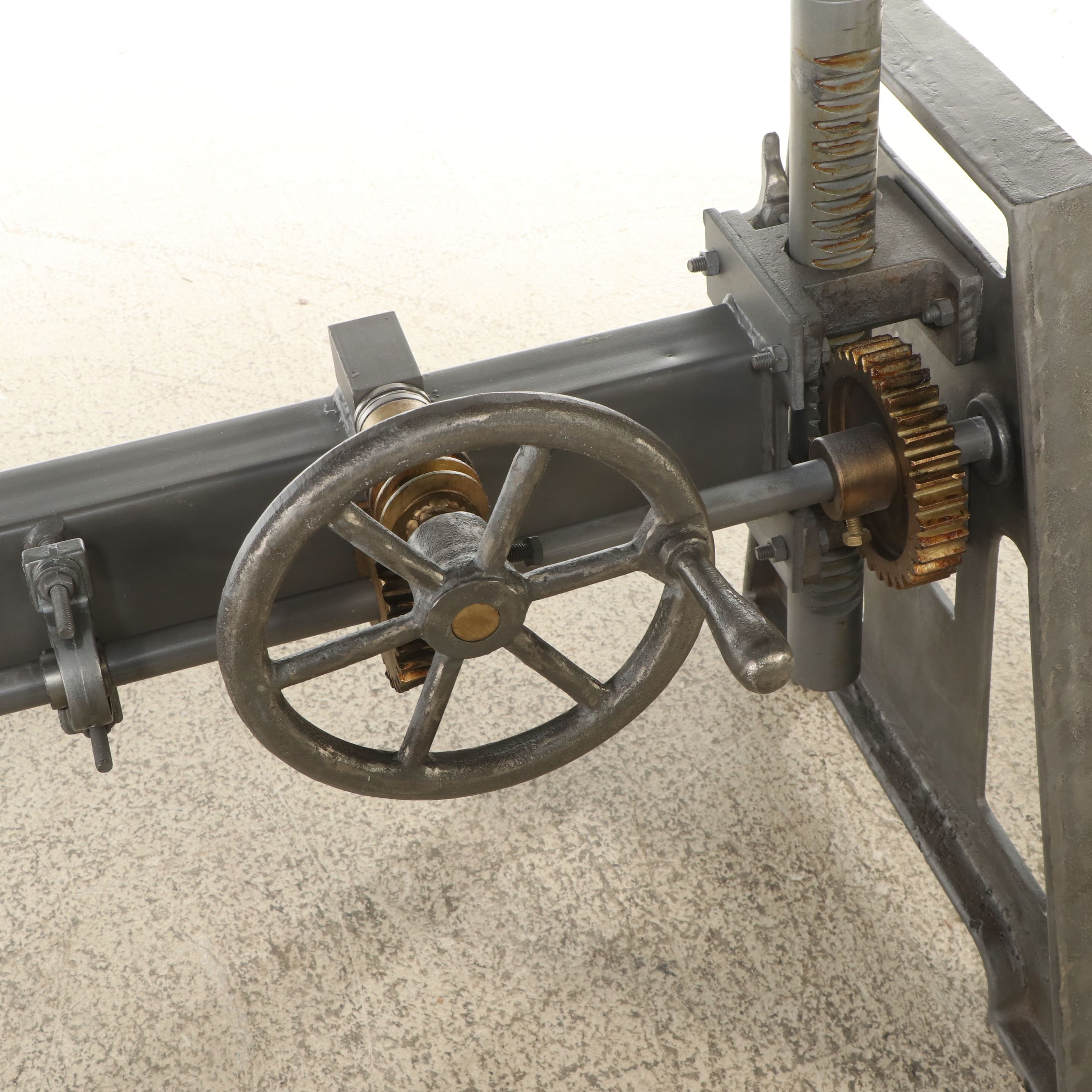 Arhaus "Industrial Crank" Metal Desk with Glass Top