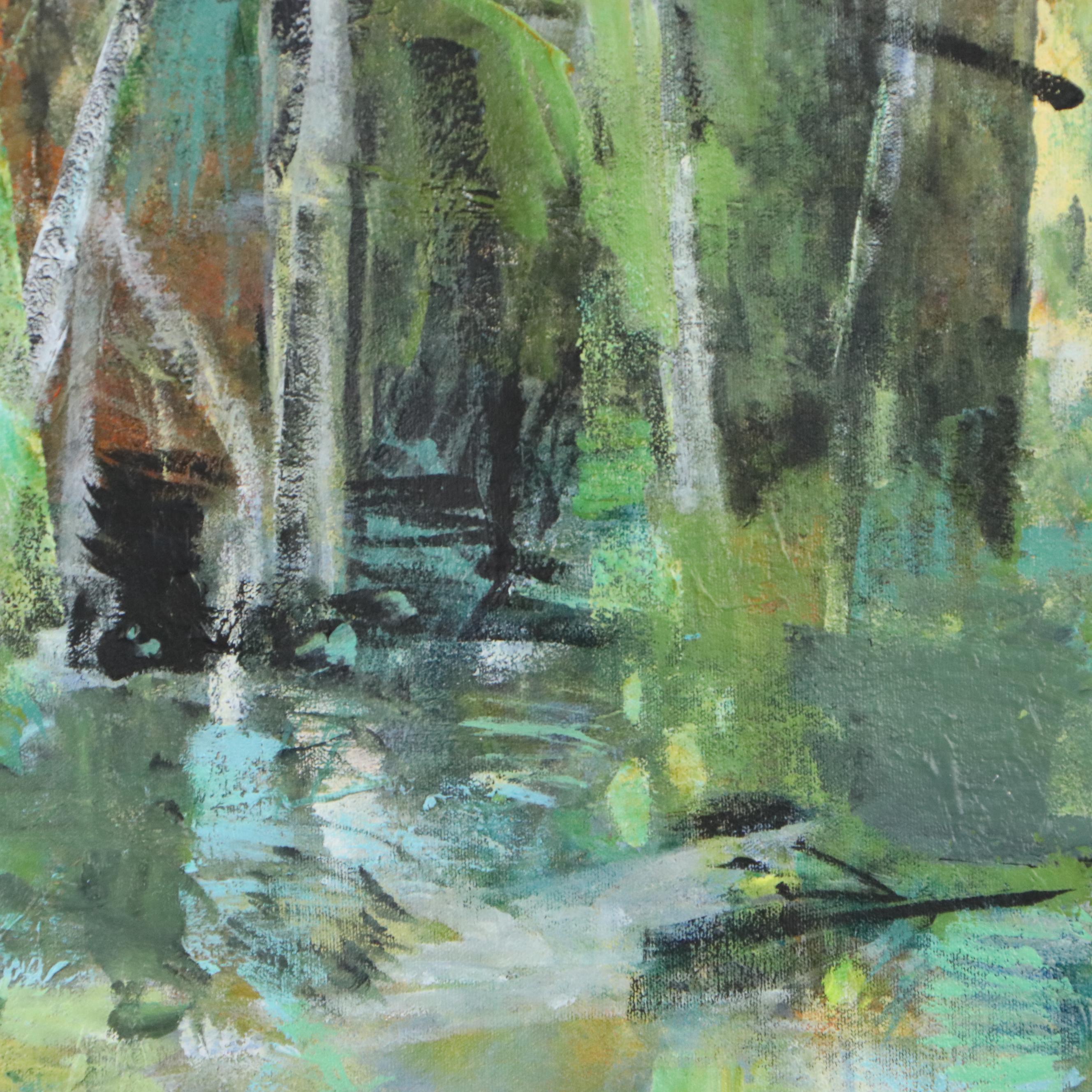 Mark Whitmarsh Landscape Acrylic Painting "Winter Shadows," 2025