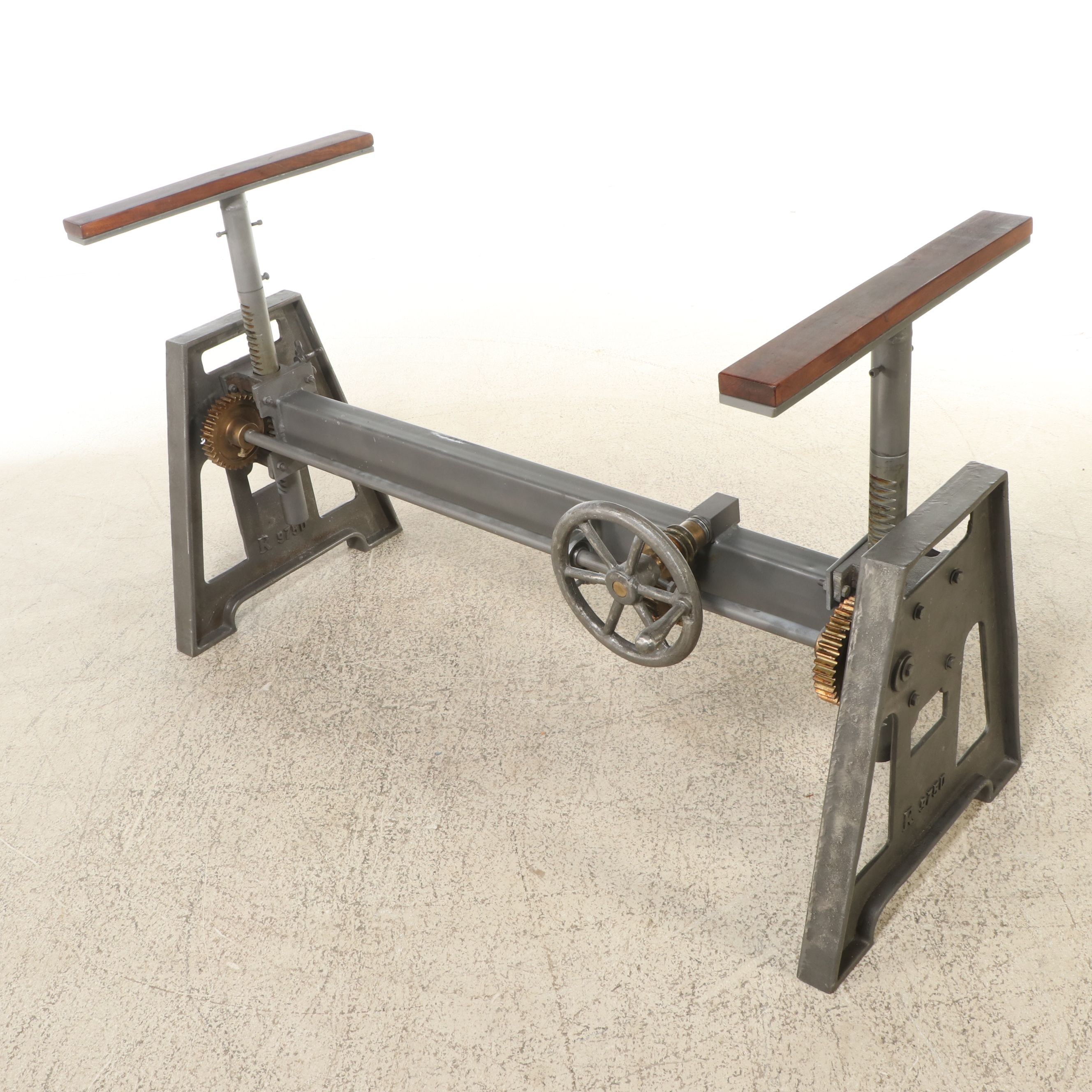 Arhaus "Industrial Crank" Metal Desk with Glass Top