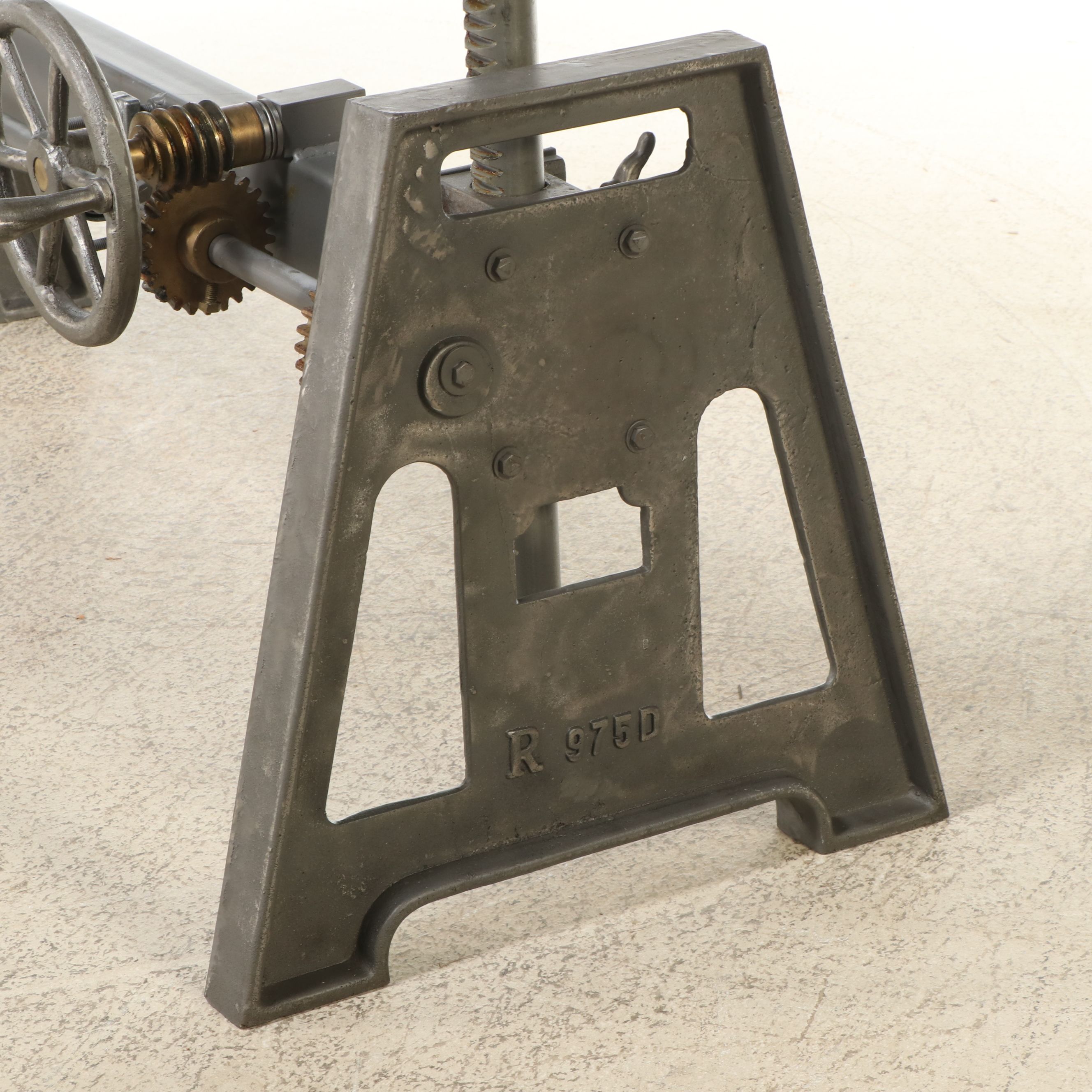 Arhaus "Industrial Crank" Metal Desk with Glass Top