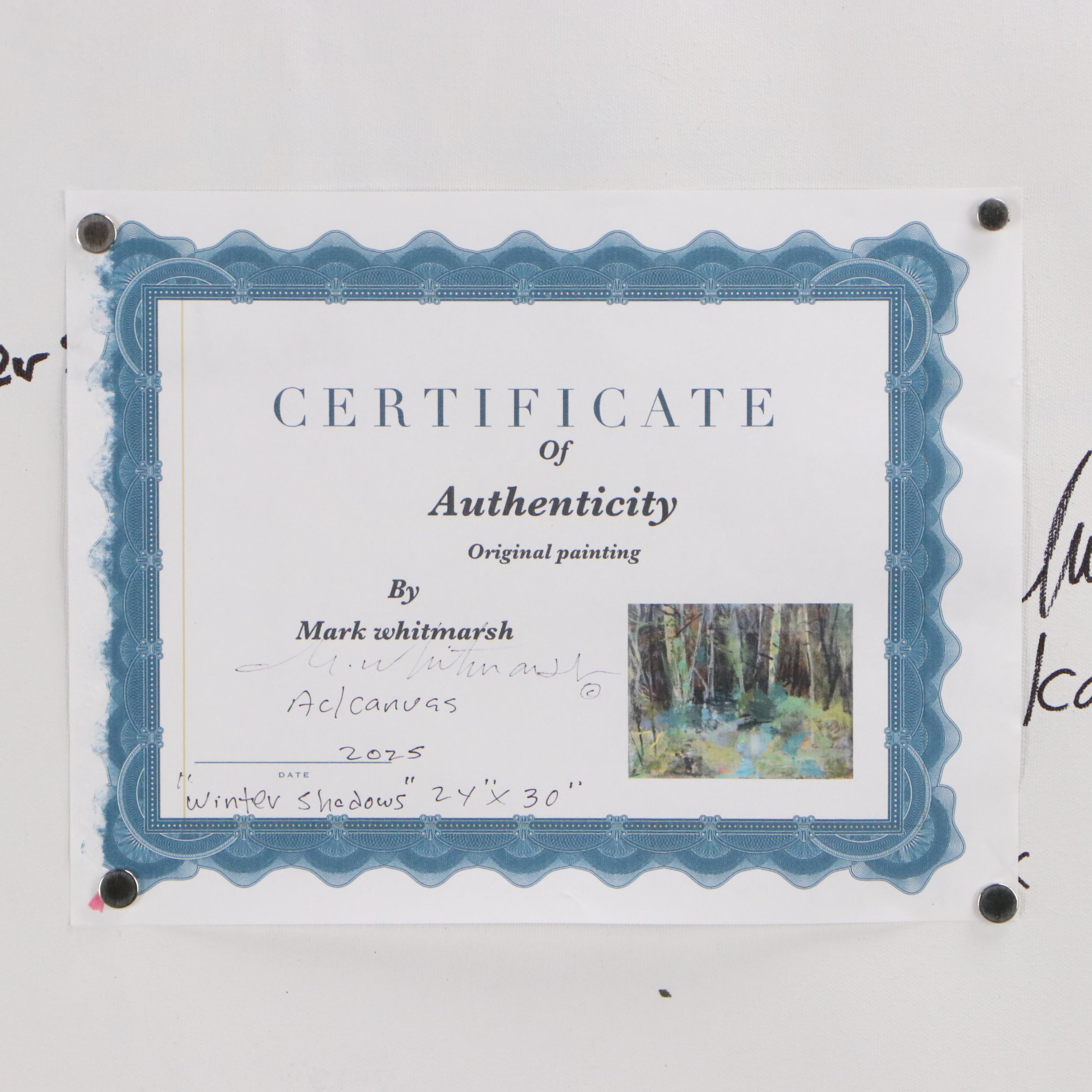 Mark Whitmarsh Landscape Acrylic Painting "Winter Shadows," 2025