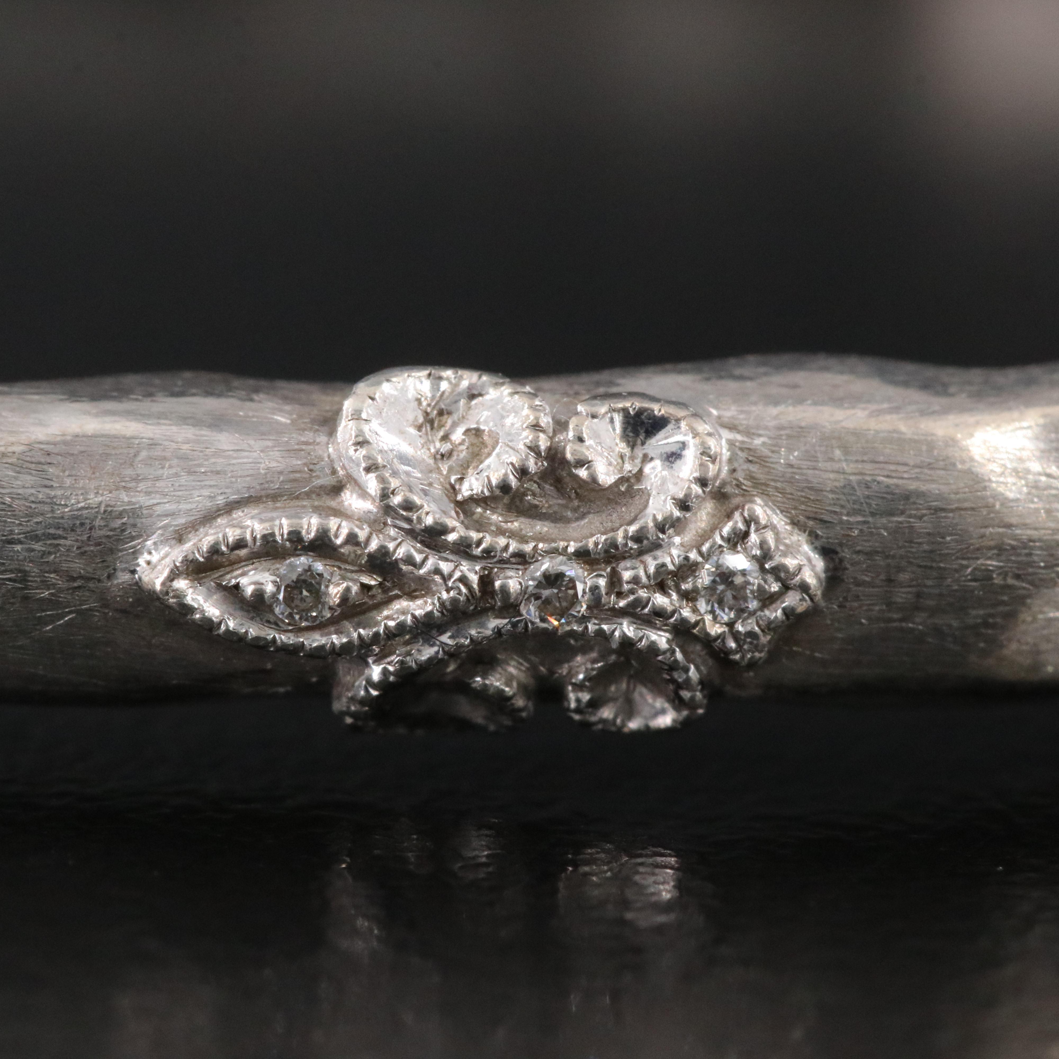 Rhonda Faber Green Sterling Diamond Hammered Fleur-de-Lis Bangle Bracelet