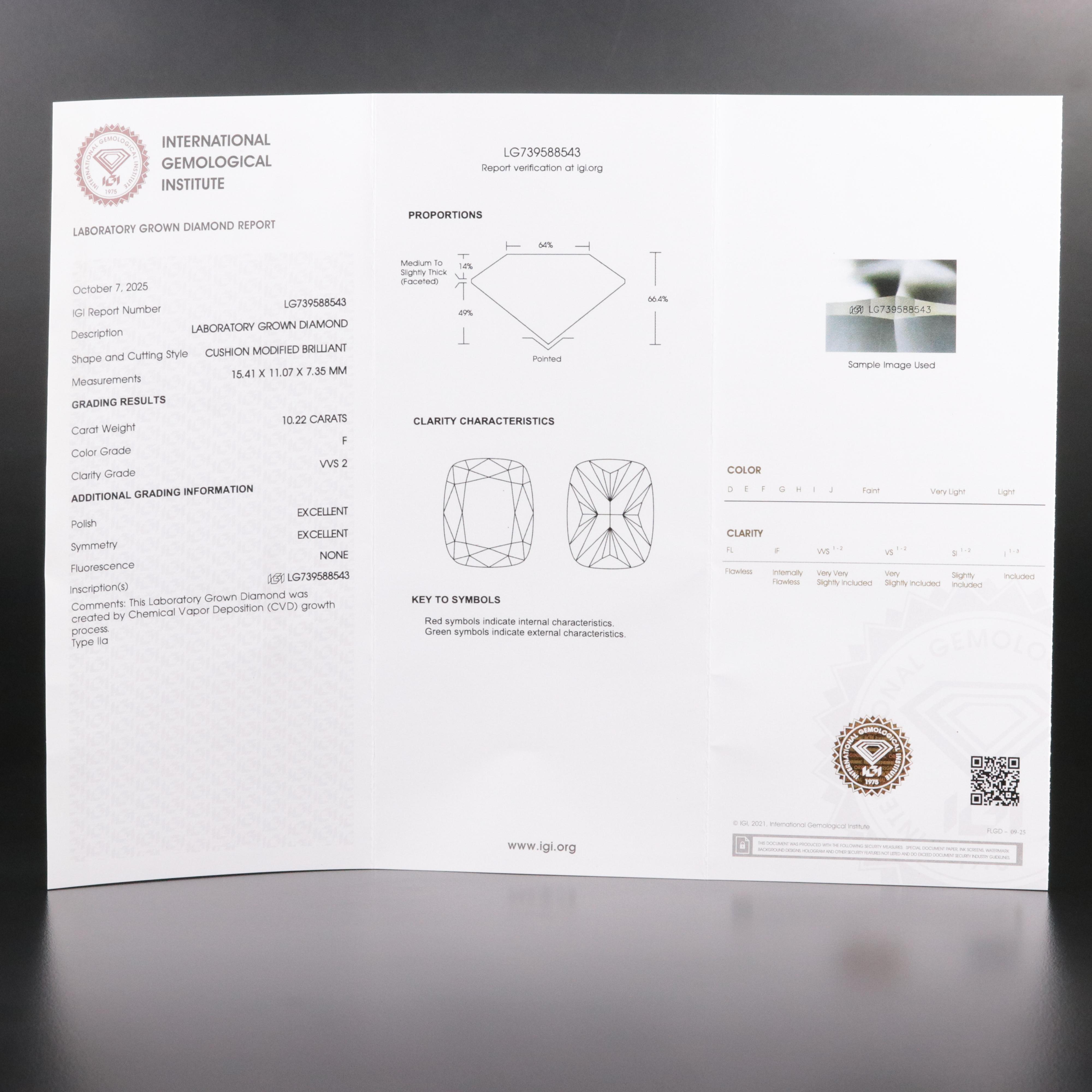 14K 10.22 CT Lab Grown Diamond Solitaire Ring with IGI Report