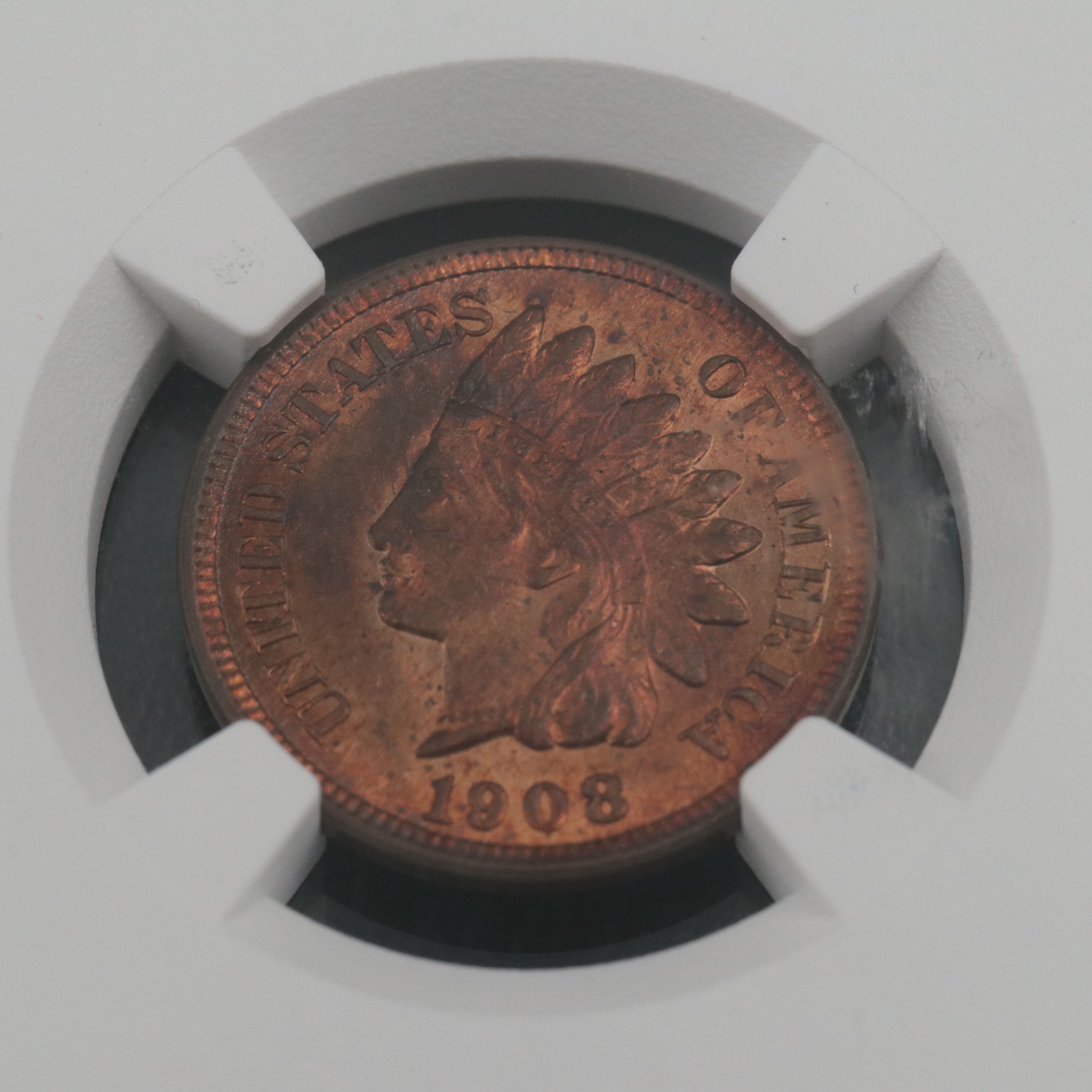NGC Graded MS63 RB 1908 Indian Cent