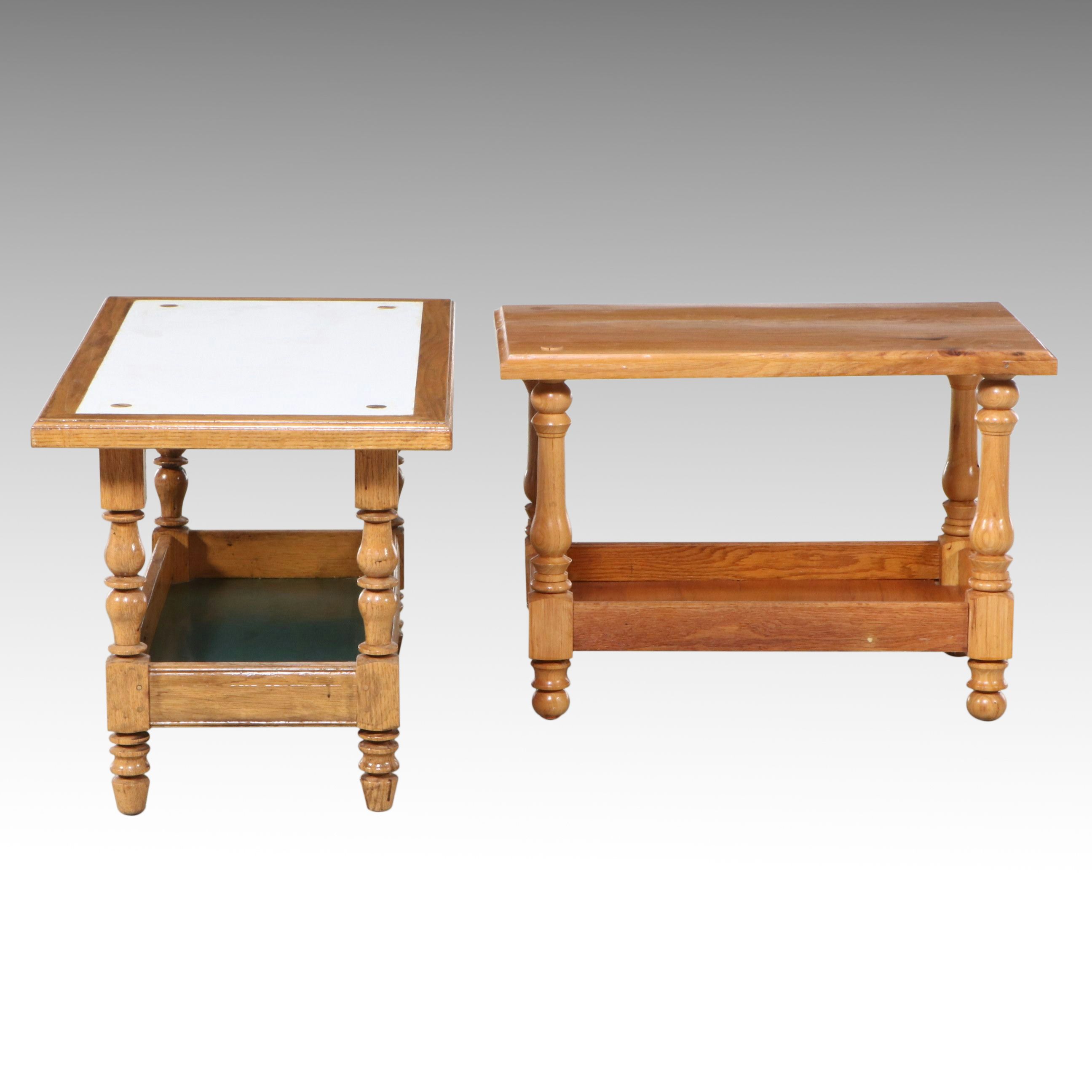 Two Bench-Made Wood Side Tables, Late 20th Century