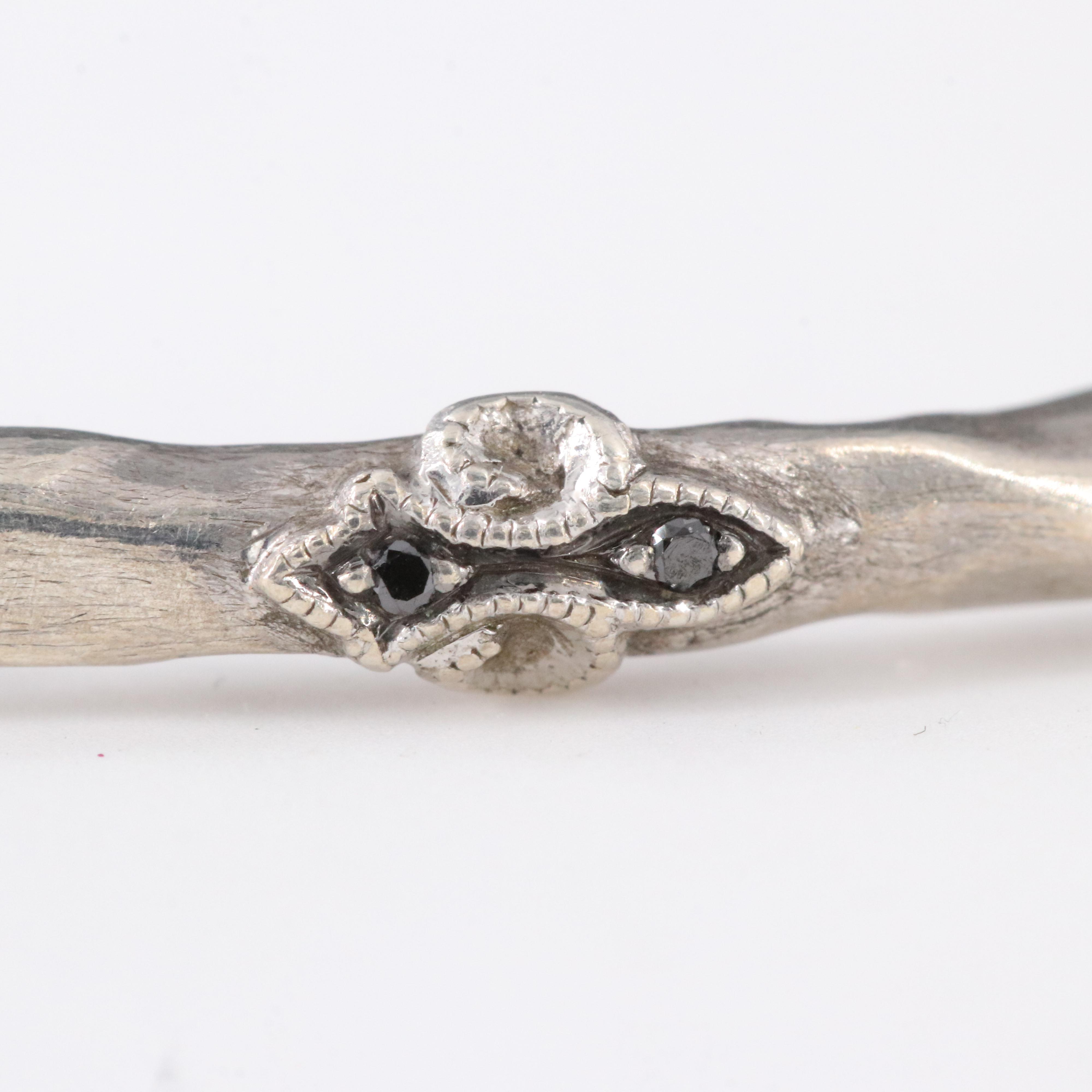 Rhonda Faber Green Sterling Diamond Hammered Fleur-de-Lis Bangle Bracelet