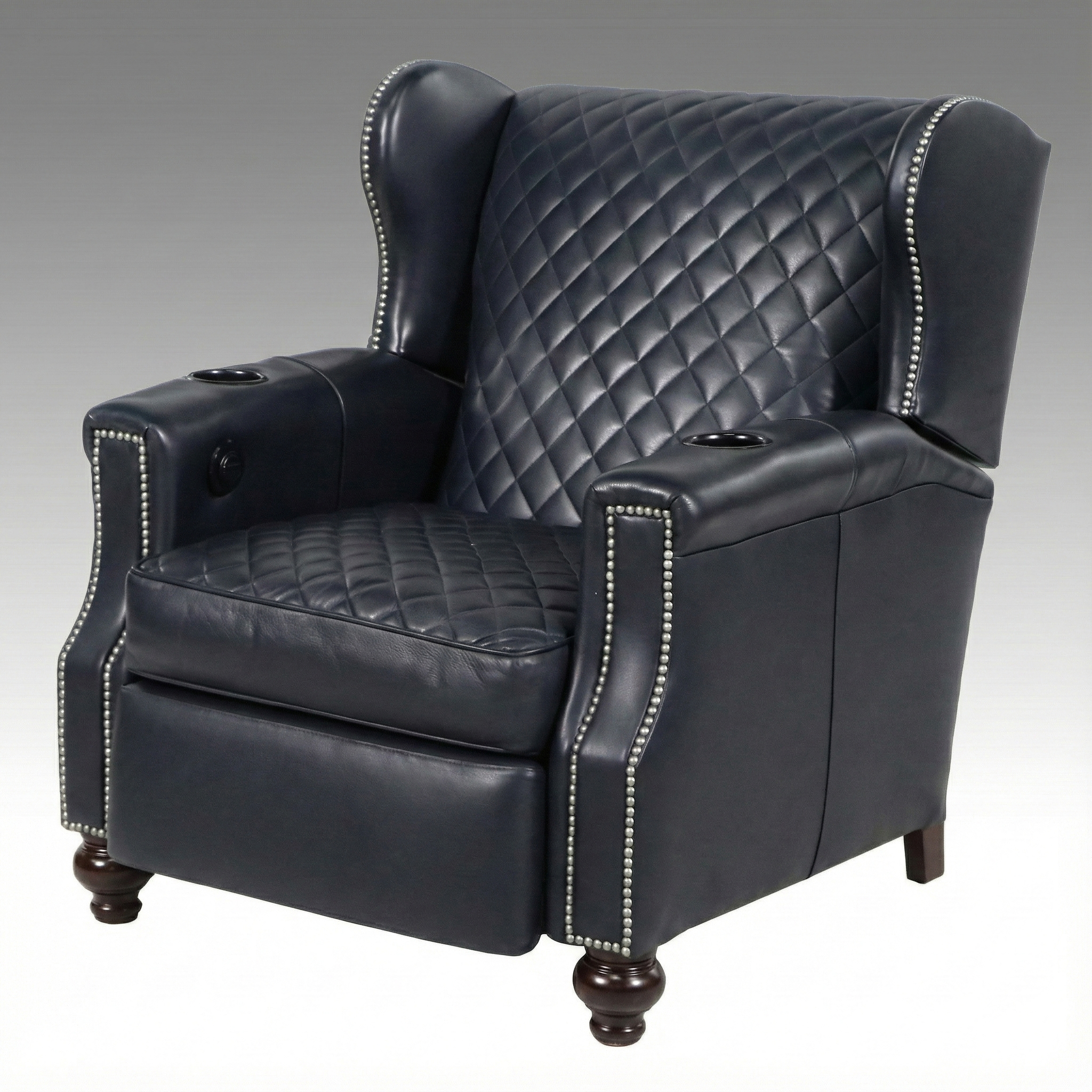 Leathercraft Quilted Leather Upholstered Recliner with Nailhead Trim