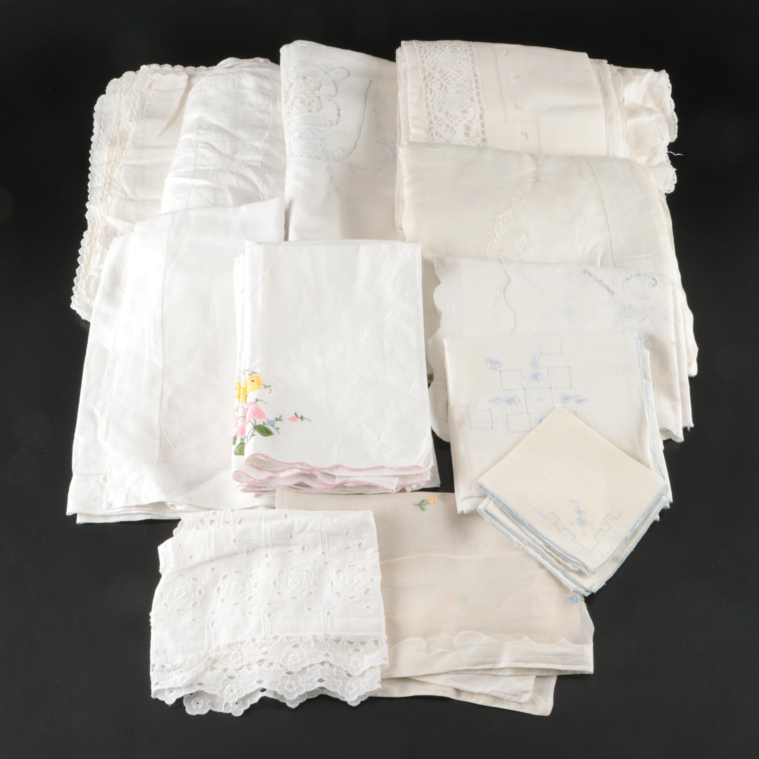 Tablecloths, Placemats, Napkins, and Table Runners with Embroidery and Lace