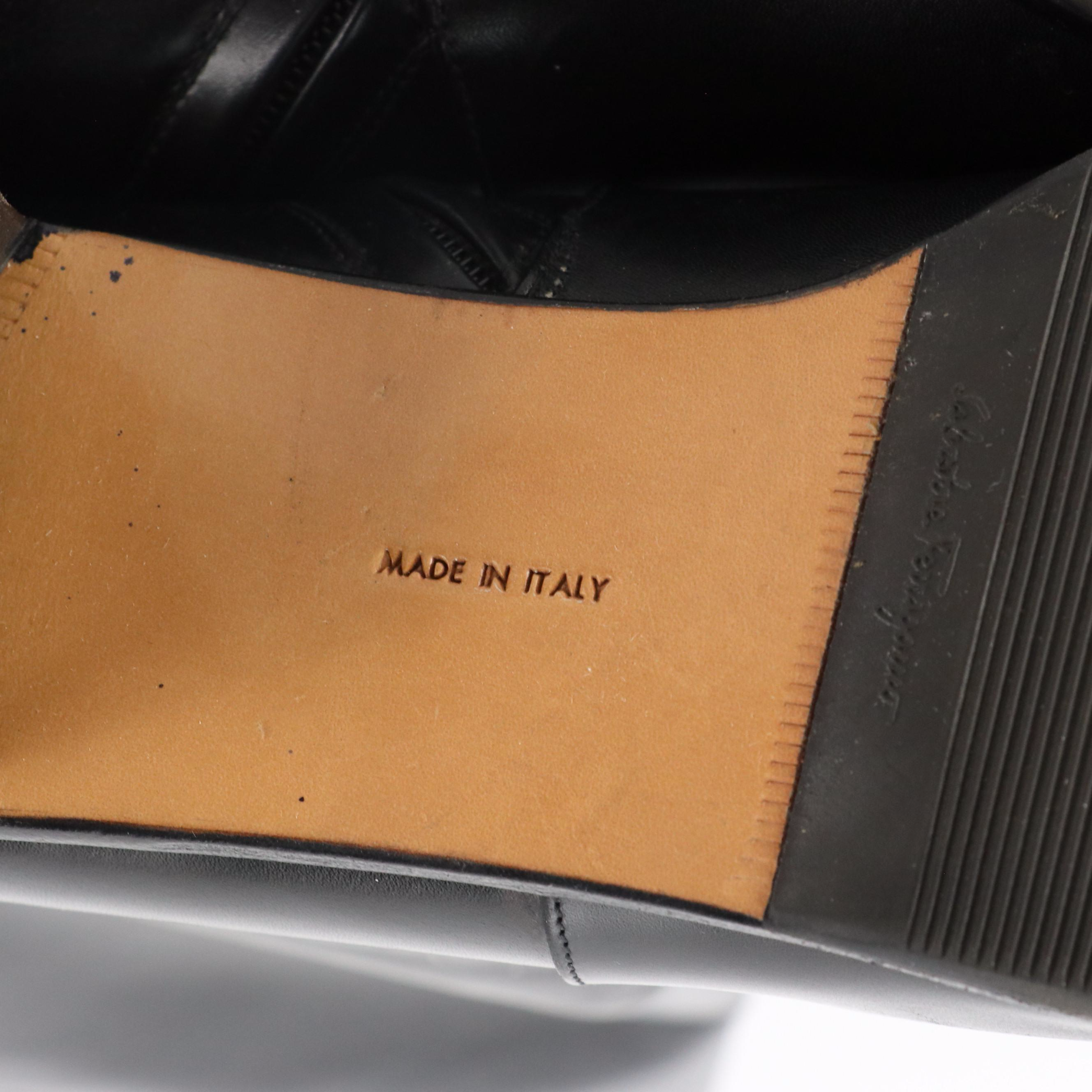 Salvatore Ferragamo Black Leather Heeled Knee-High Boots