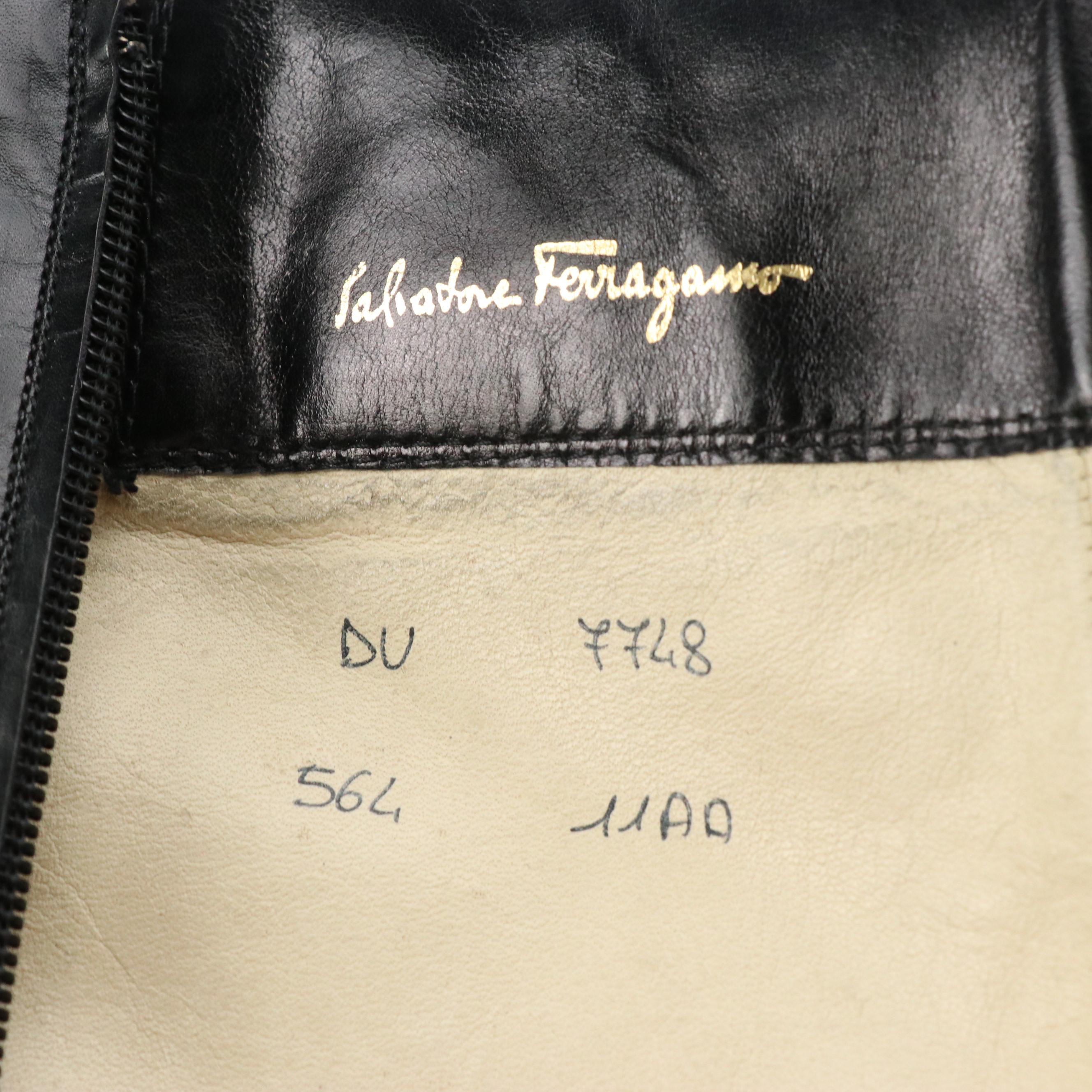 Salvatore Ferragamo Black Leather Heeled Knee-High Boots