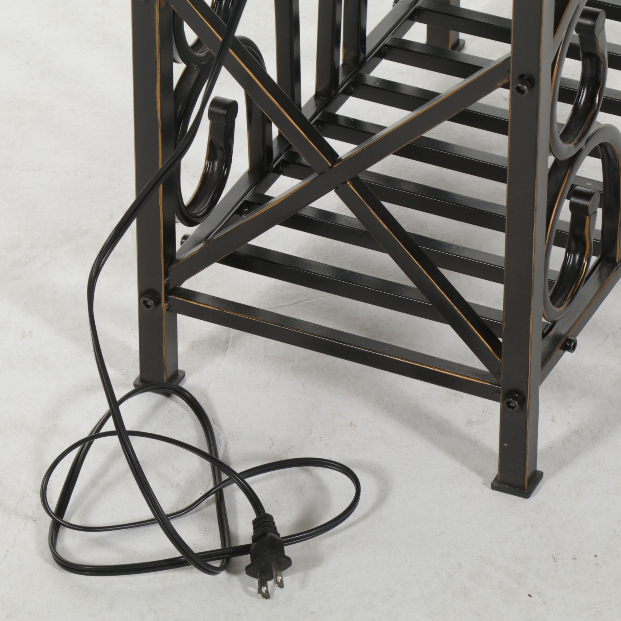 Oil Rubbed Bronze Floor Table Lamp with Magazine Rack, Silk Shade