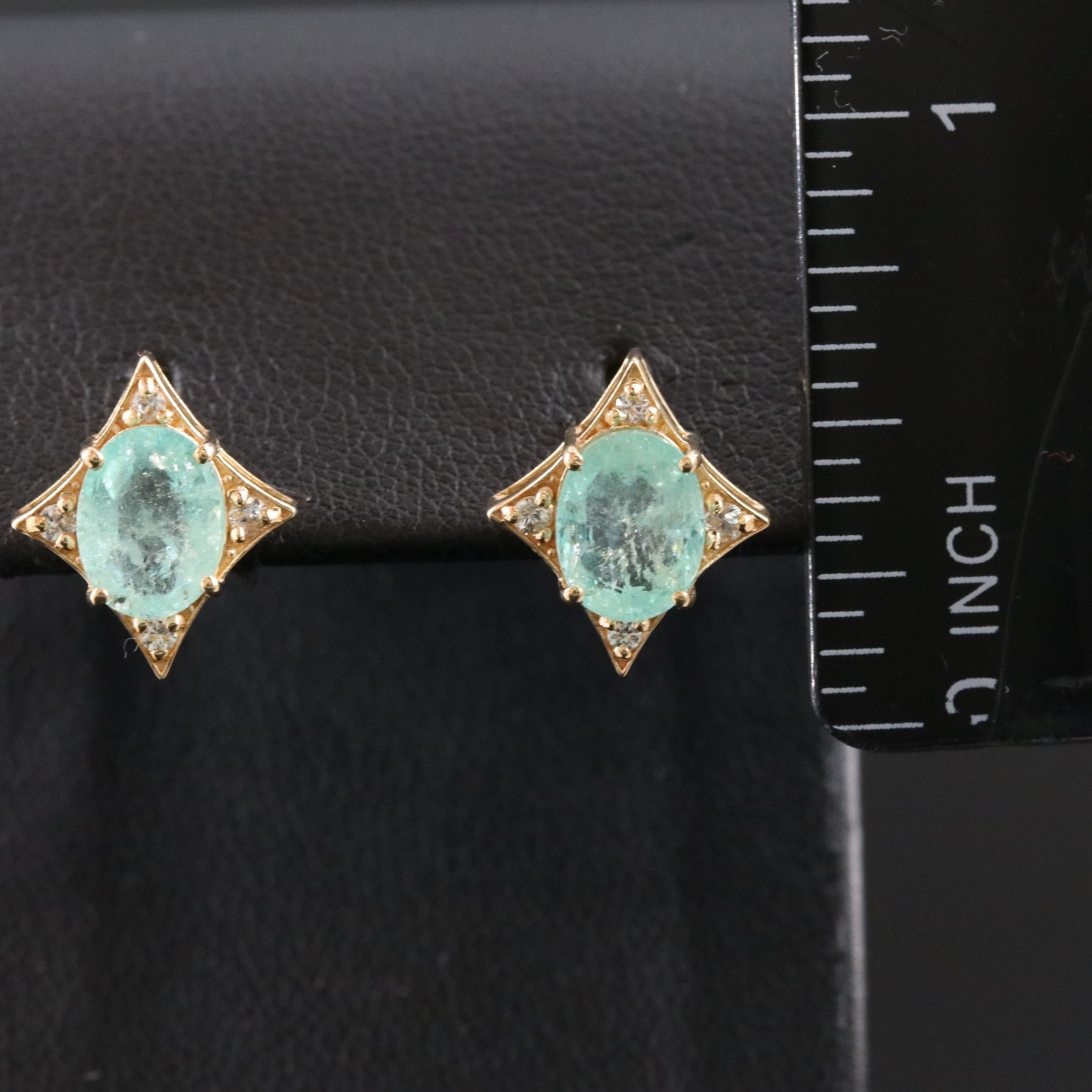 14K Emerald and White Sapphire Earrings