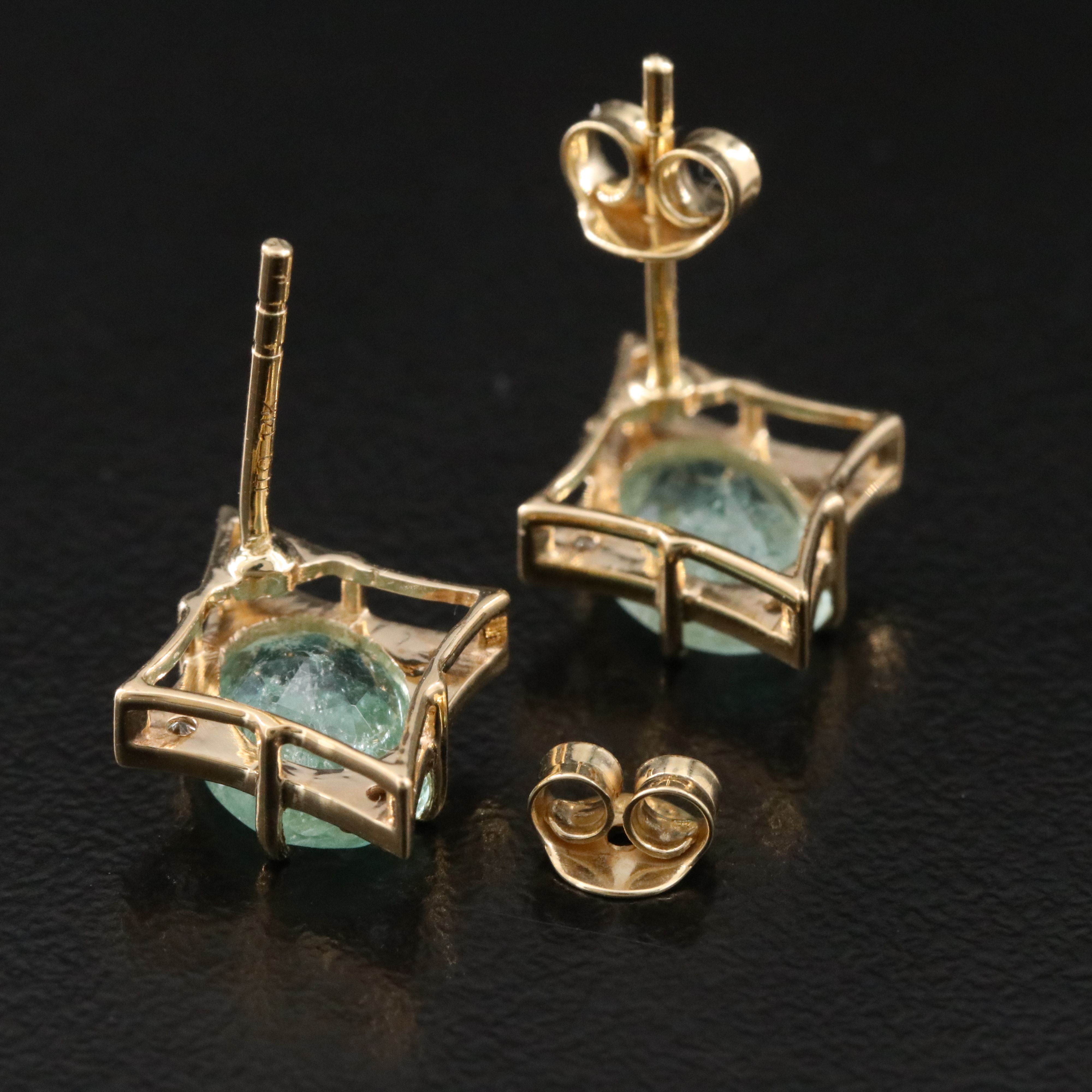 14K Emerald and White Sapphire Earrings