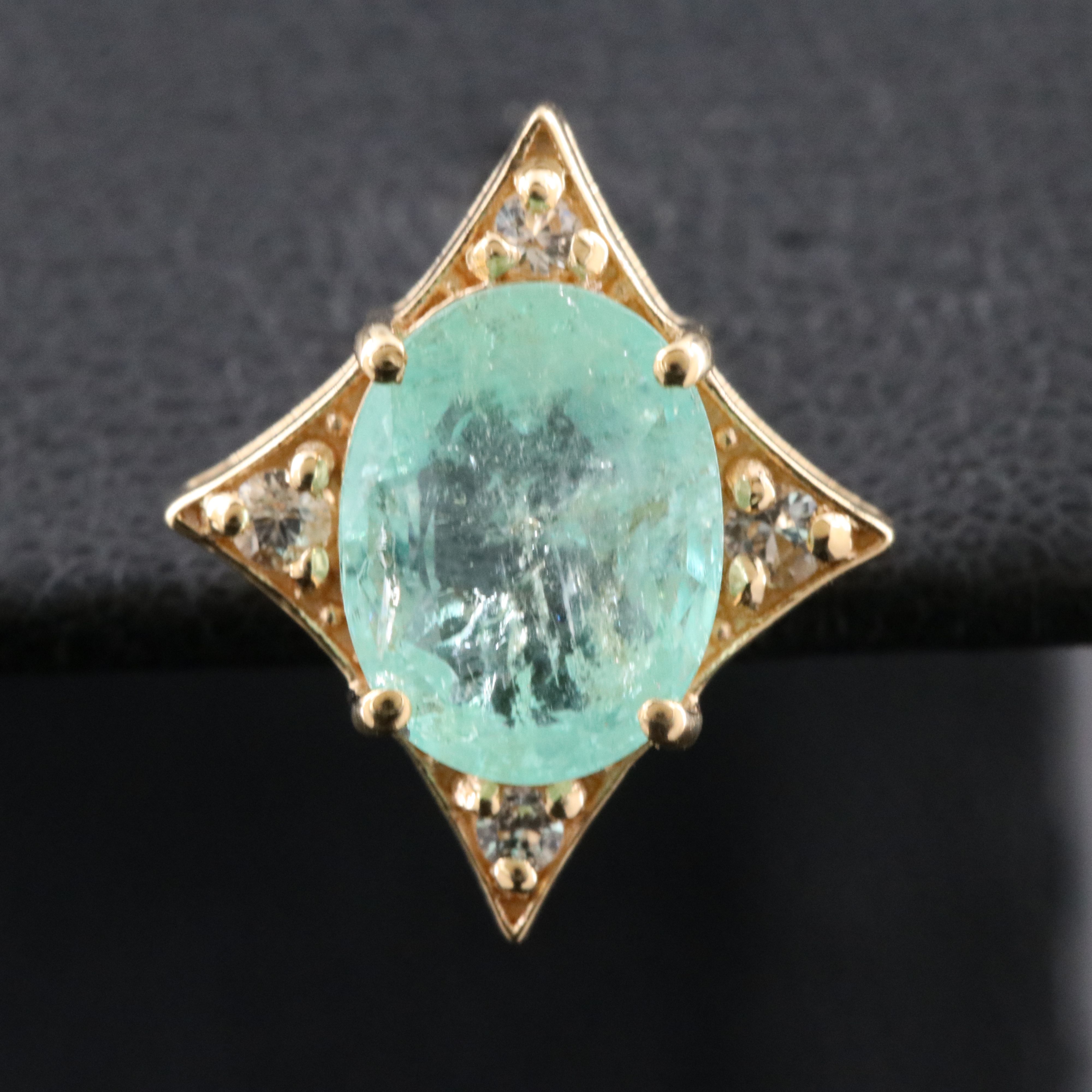 14K Emerald and White Sapphire Earrings