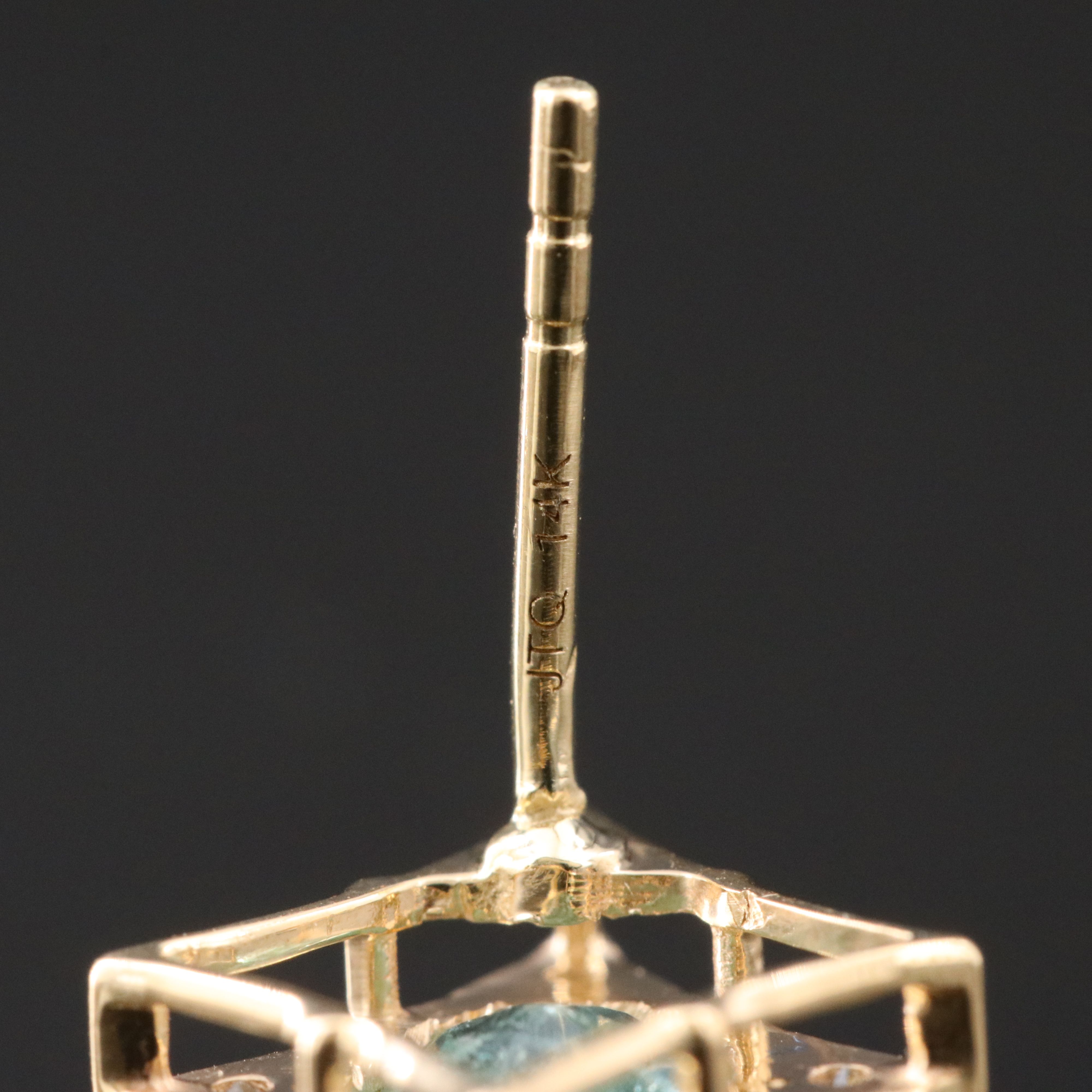 14K Emerald and White Sapphire Earrings