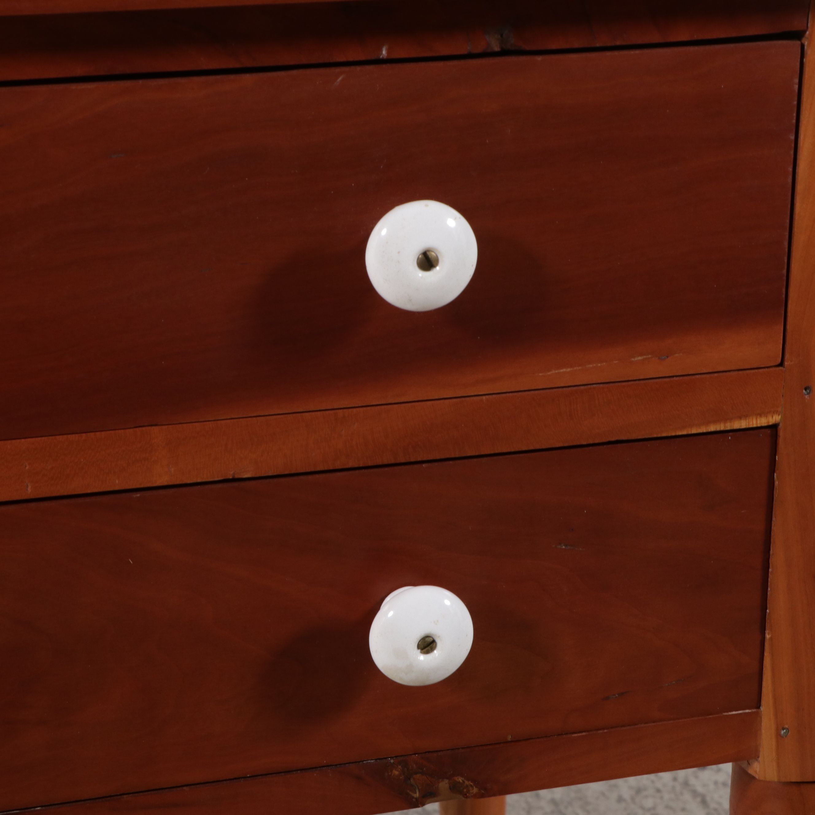 American Sheraton Style Cherry Two-Drawer Table, Mid to Late 20th Century