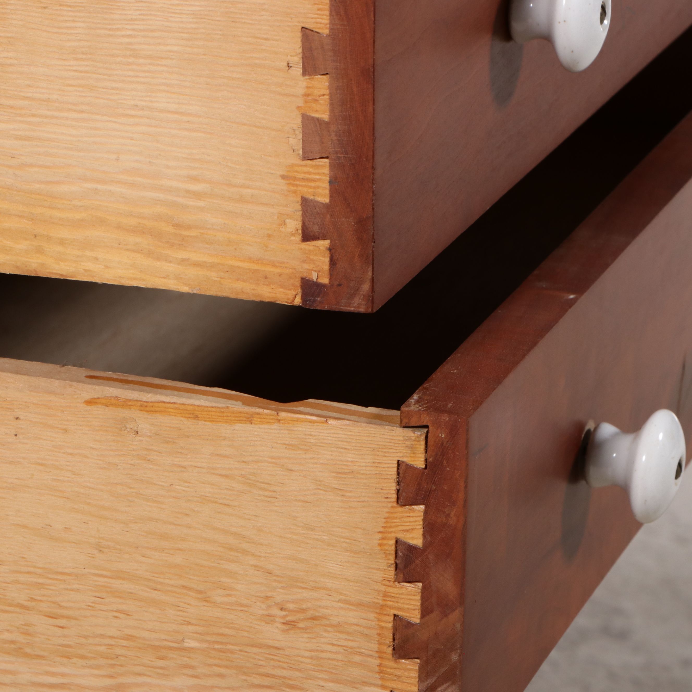 American Sheraton Style Cherry Two-Drawer Table, Mid to Late 20th Century