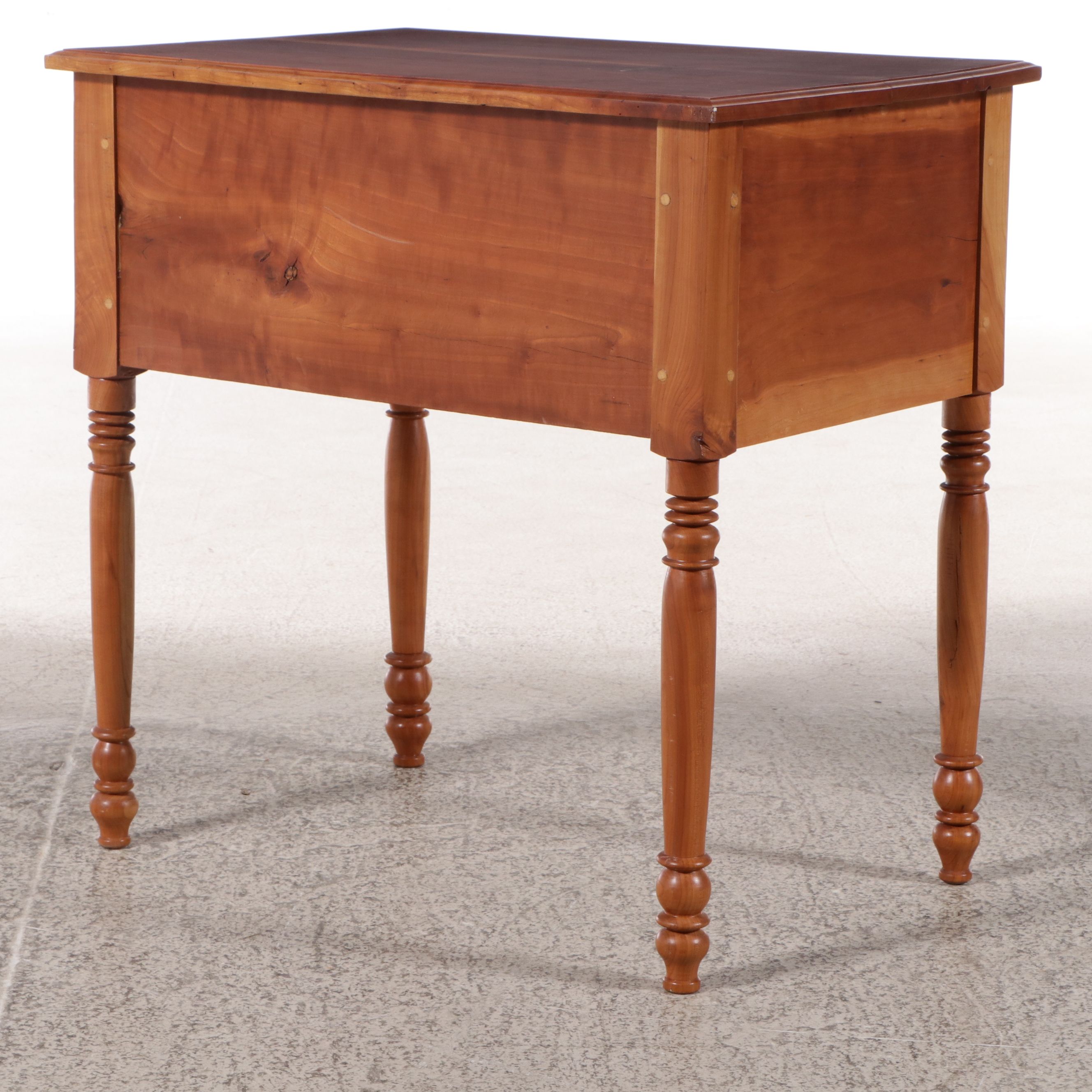 American Sheraton Style Cherry Two-Drawer Table, Mid to Late 20th Century