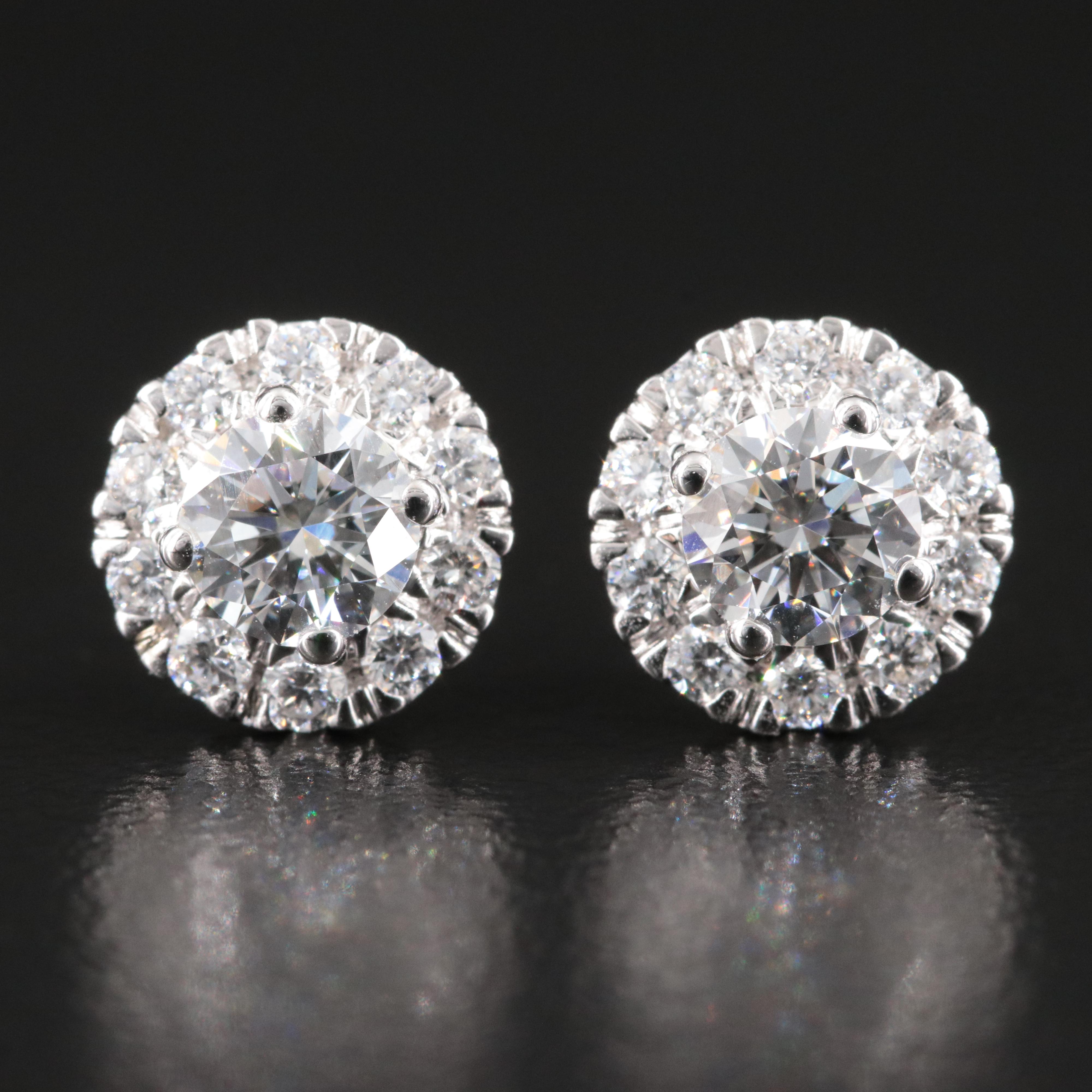14K 1.00 CTW Lab Grown Diamond Halo Earrings