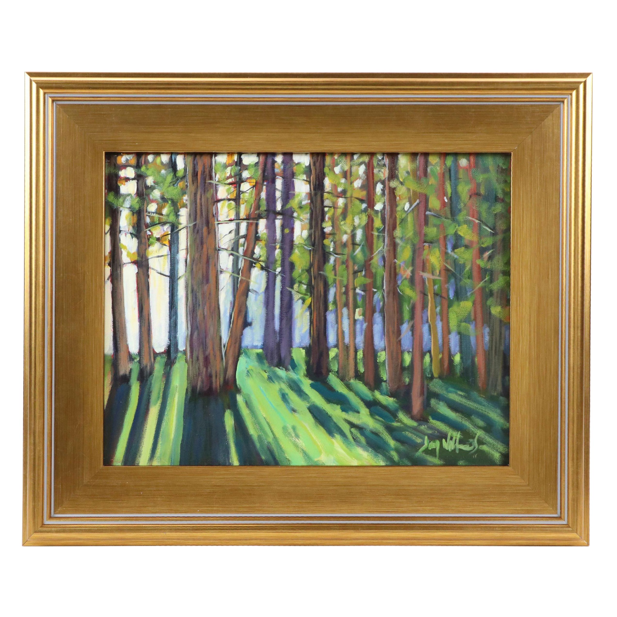 Jay Wilford Woodland Landscape Oil Painting "Tree Shadow," 21st Century