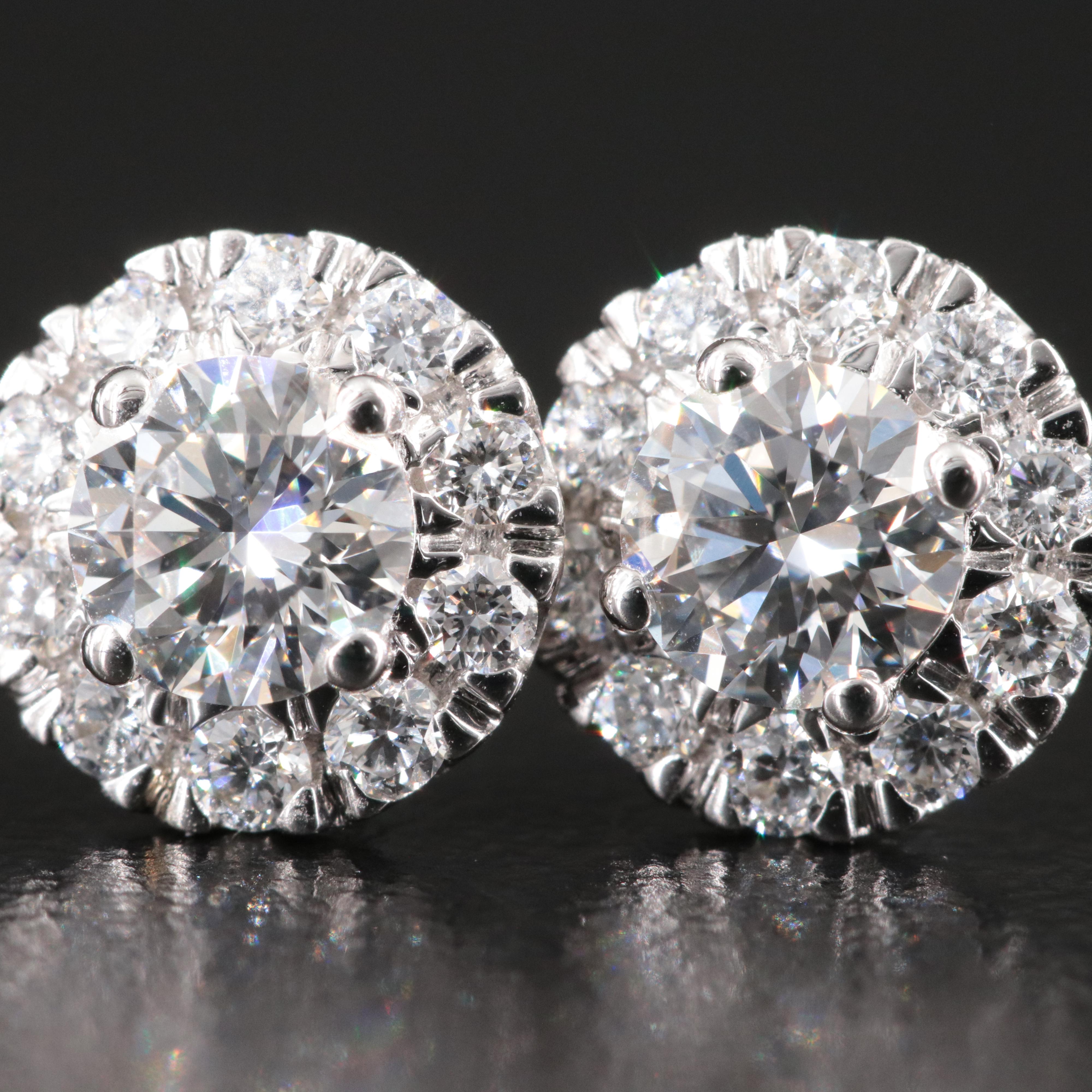 14K 1.00 CTW Lab Grown Diamond Halo Earrings